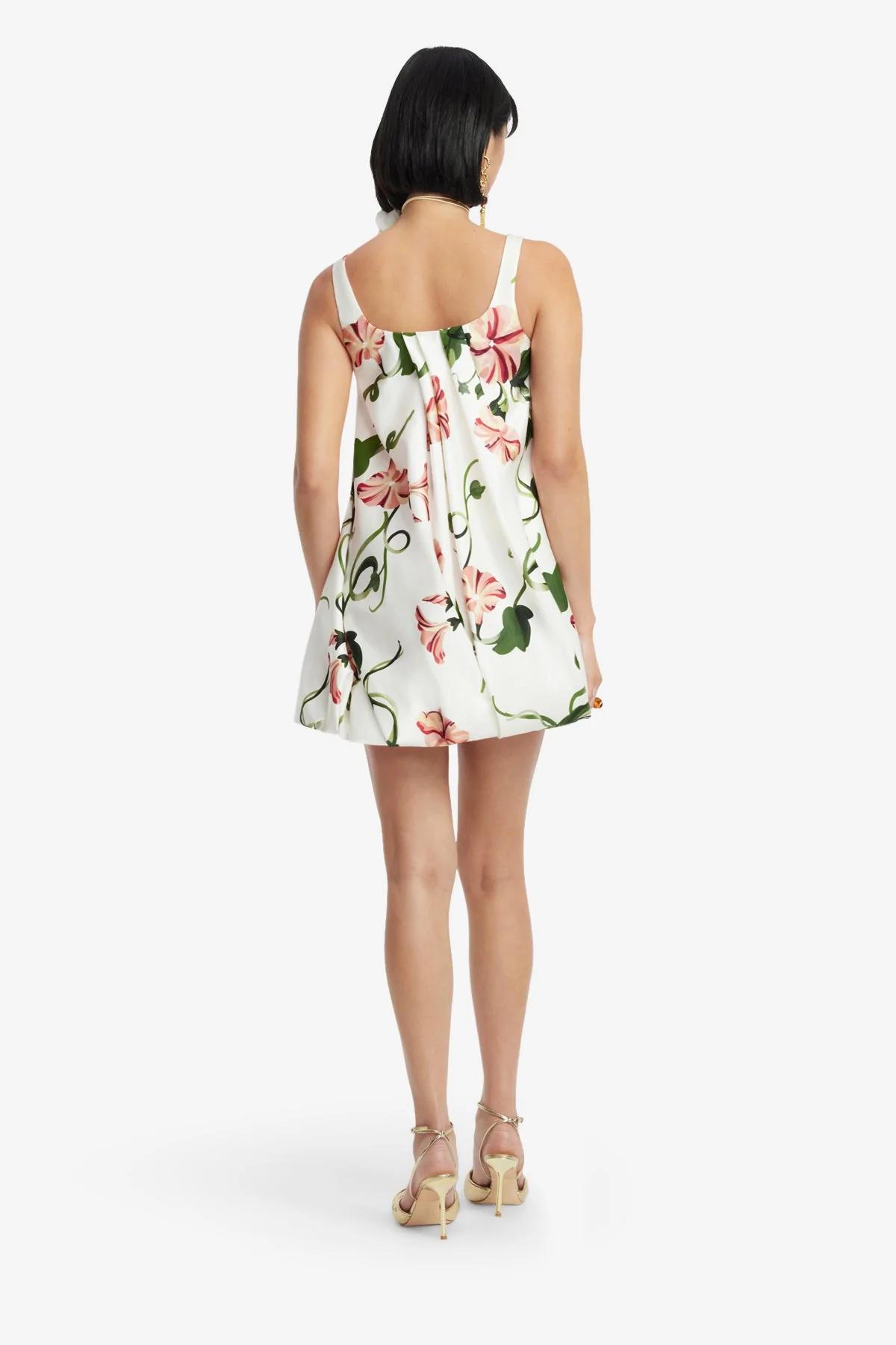 Suki Puff Mini Dress - Vine Print in Snow