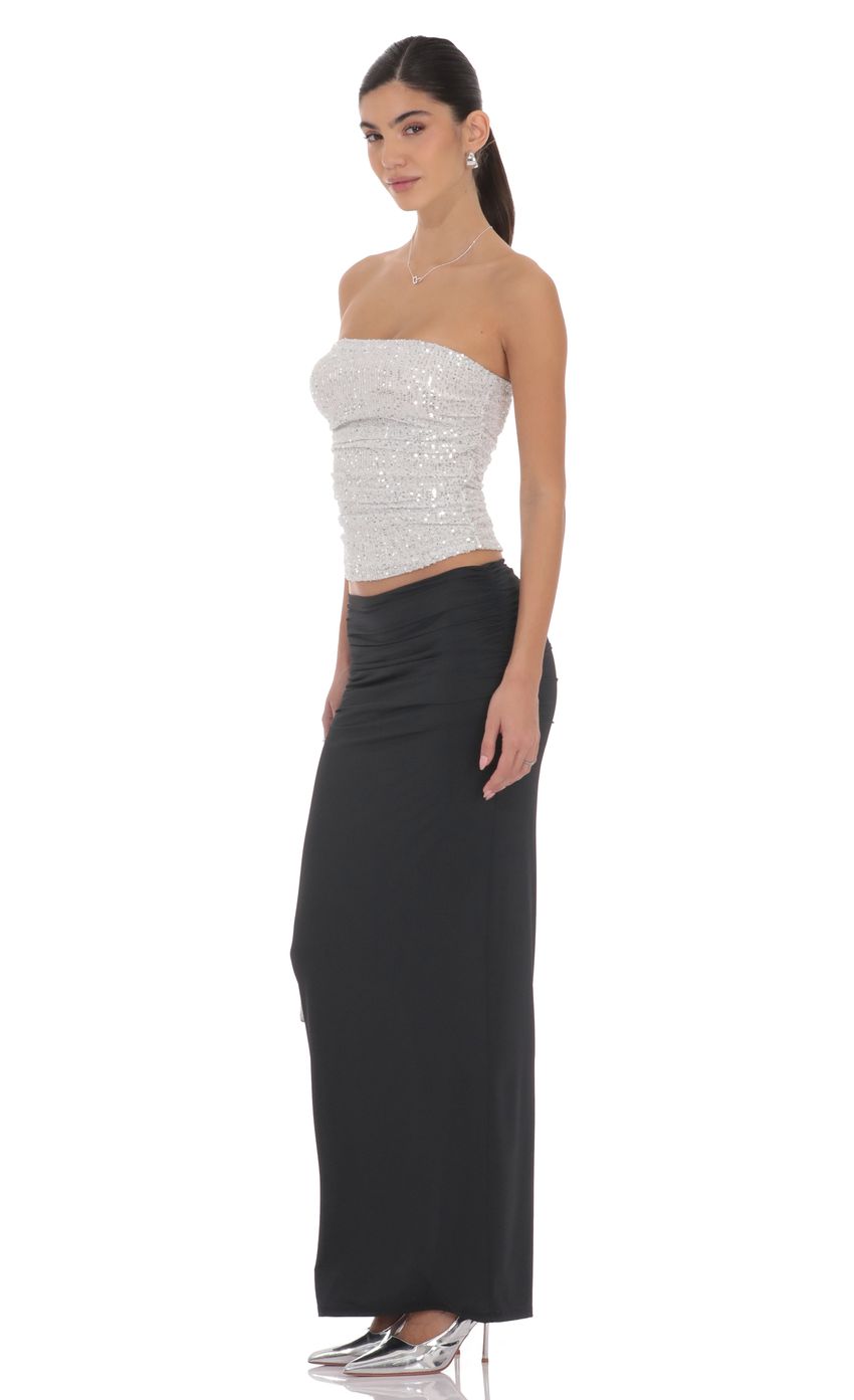 Ruched Bodycon Maxi Skirt in Black - FASHION NOB