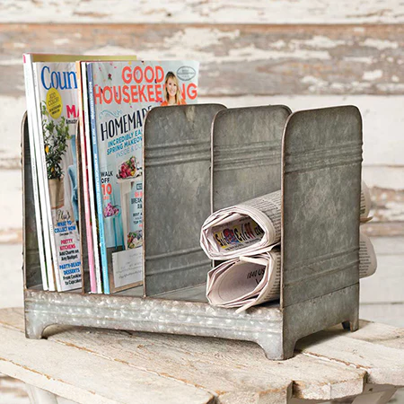 Galvanized Metal Magazine Rack