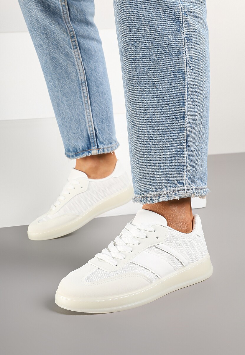 Biało-Niebieskie Sneakersy w Stylu Tenisówek z Paskami Eleaniria
