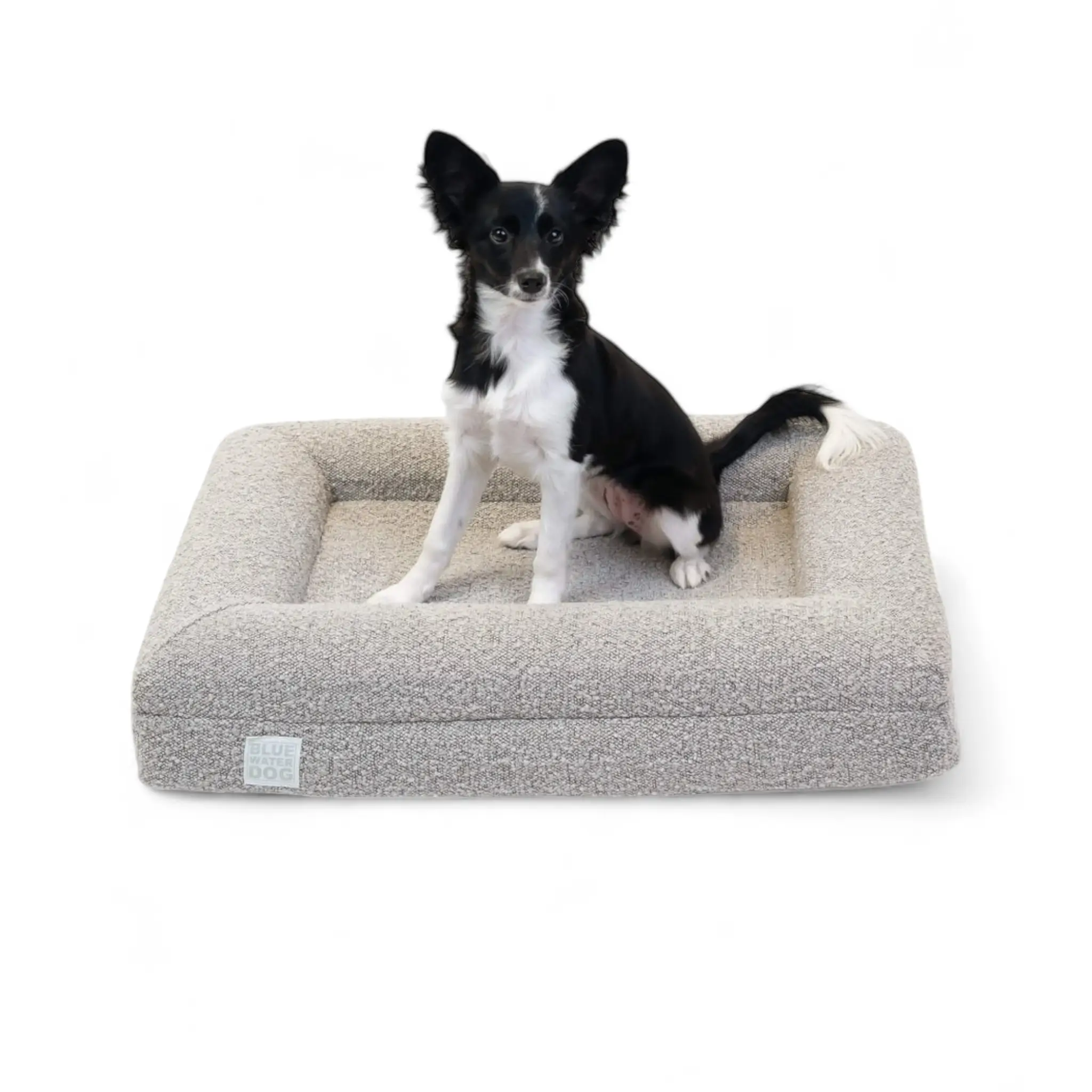 Small Bouclé Orthopedic Dog Bed (Bolster, Sand)