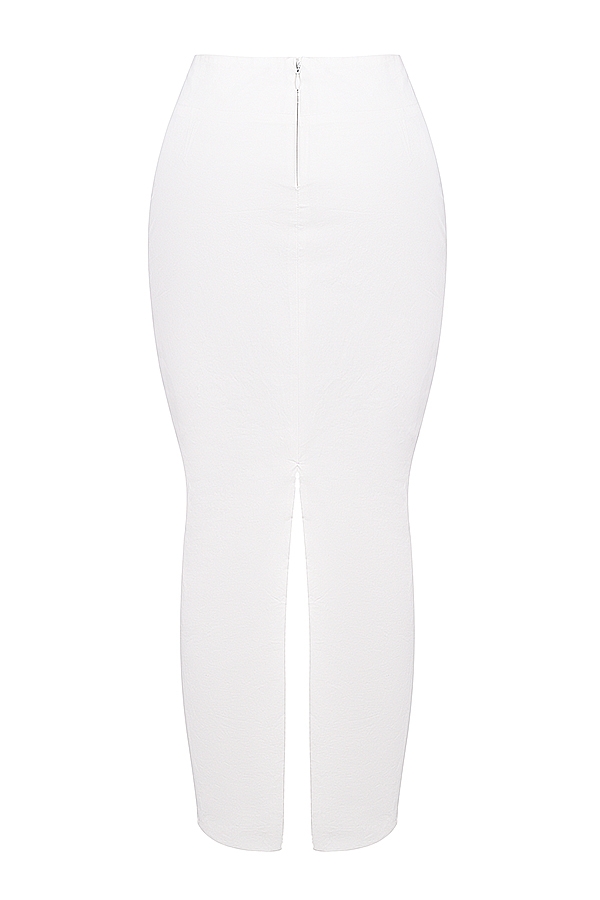 White Cotton Twill Maxi Skirt