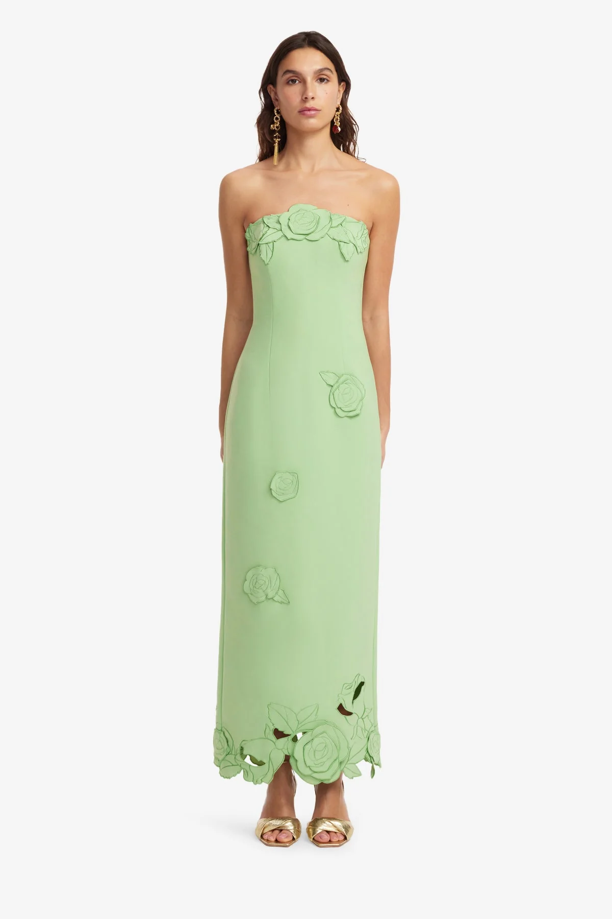 Rayna Appliqué Bustier Maxi Dress - Juniper Green