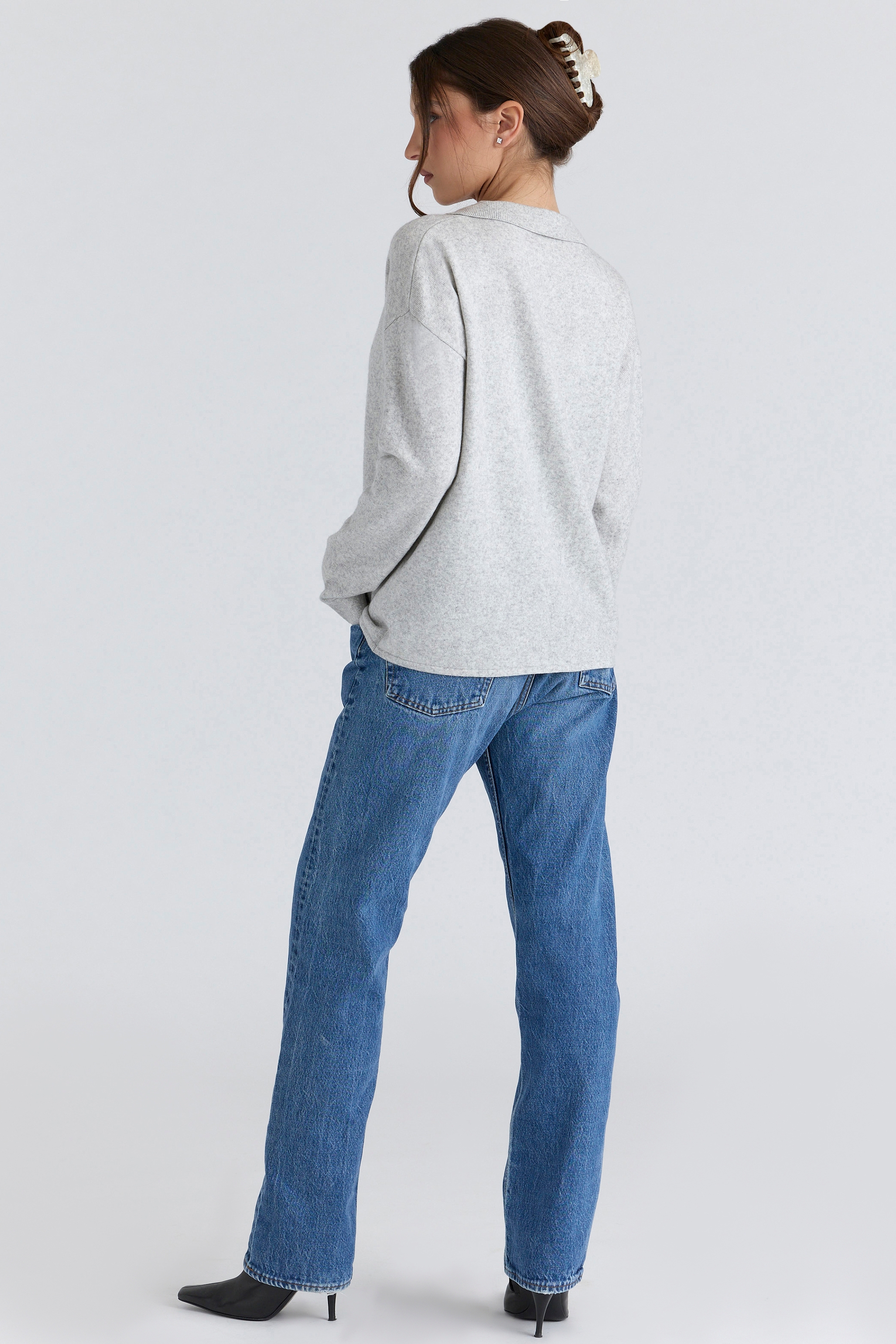 Grey Cashmere + Merino Wool Knit Shirt