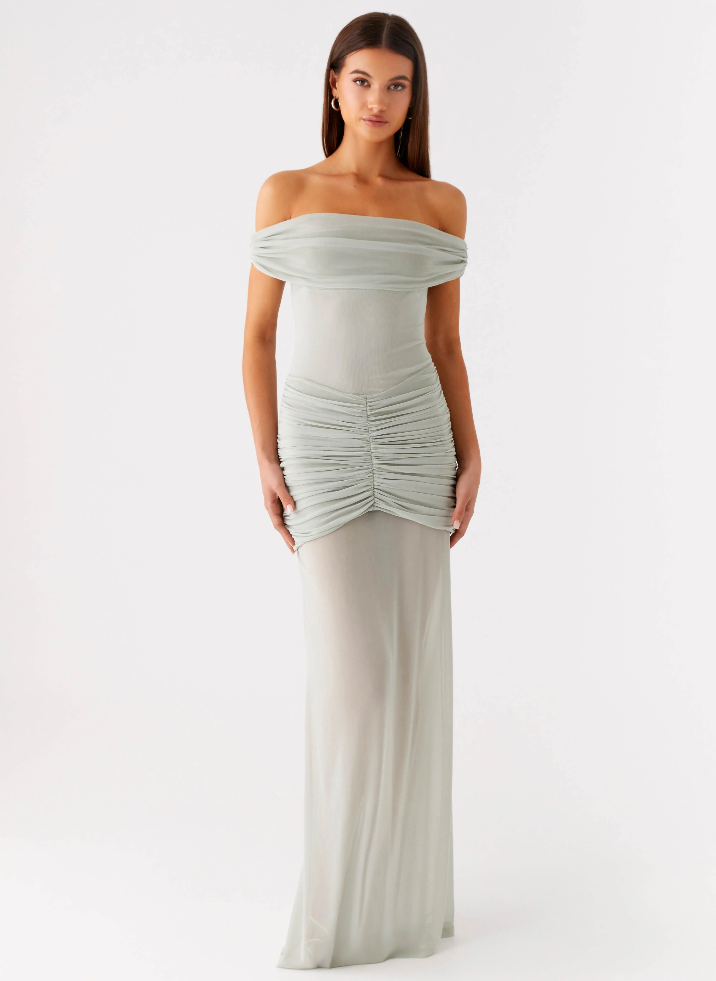 Eyllin Off Shoulder Maxi Dress - Sage