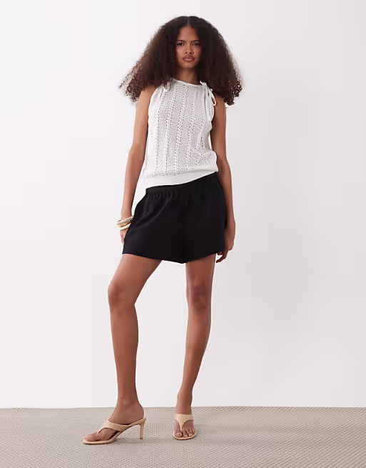 Vero Moda sleeveless ruched detail jersey maxi dress in white