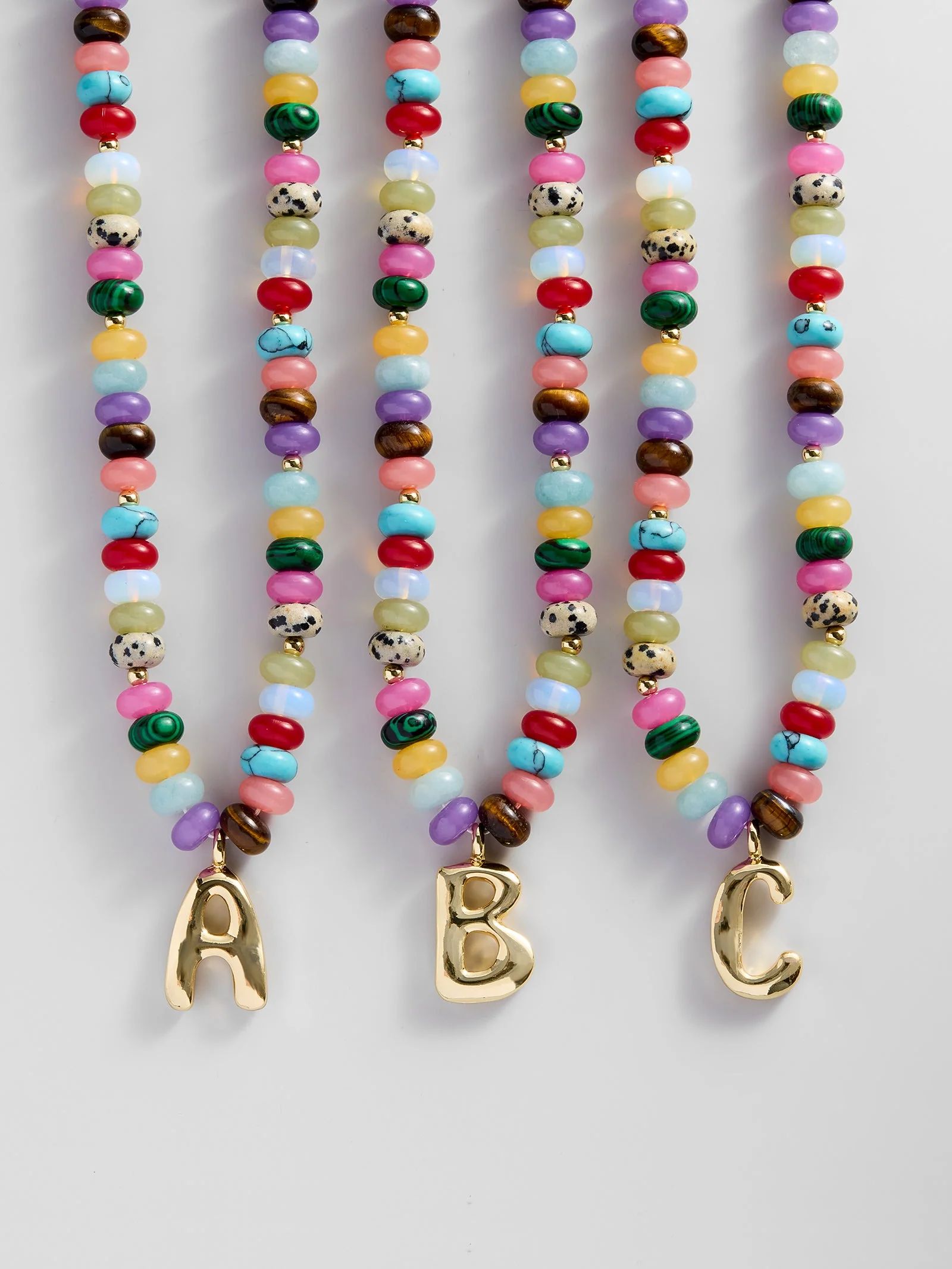 Semi-Precious Bubble Initial Necklace - Multi