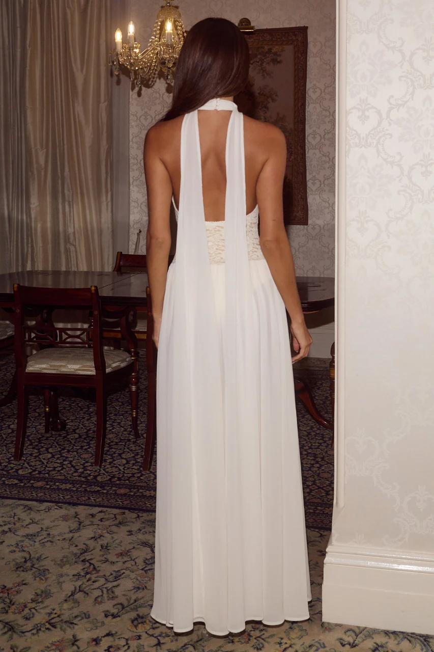 JUDITH HALTER LOW BACK MAXI DRESS - CREAM
