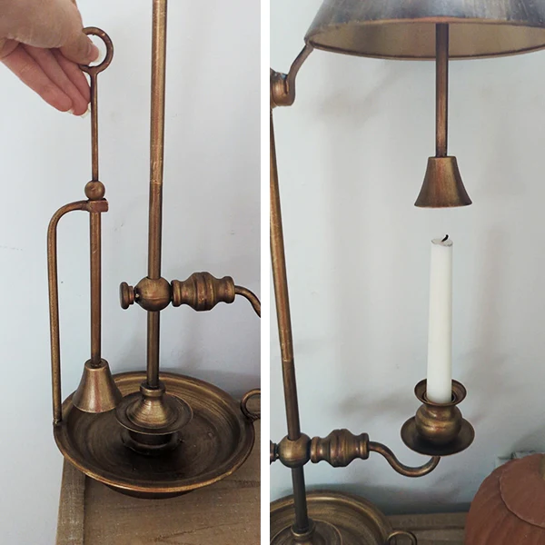 French Bouillotte Inspired Candle Brass Desk Lamp