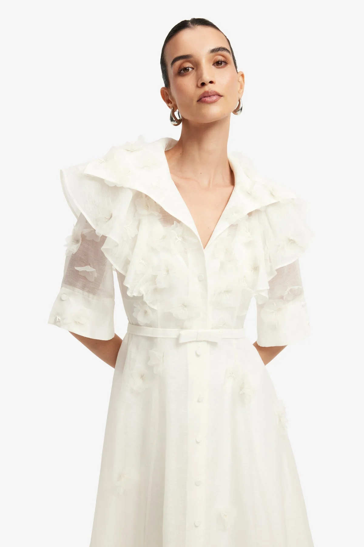 Anya Petal Midi Dress - Snow