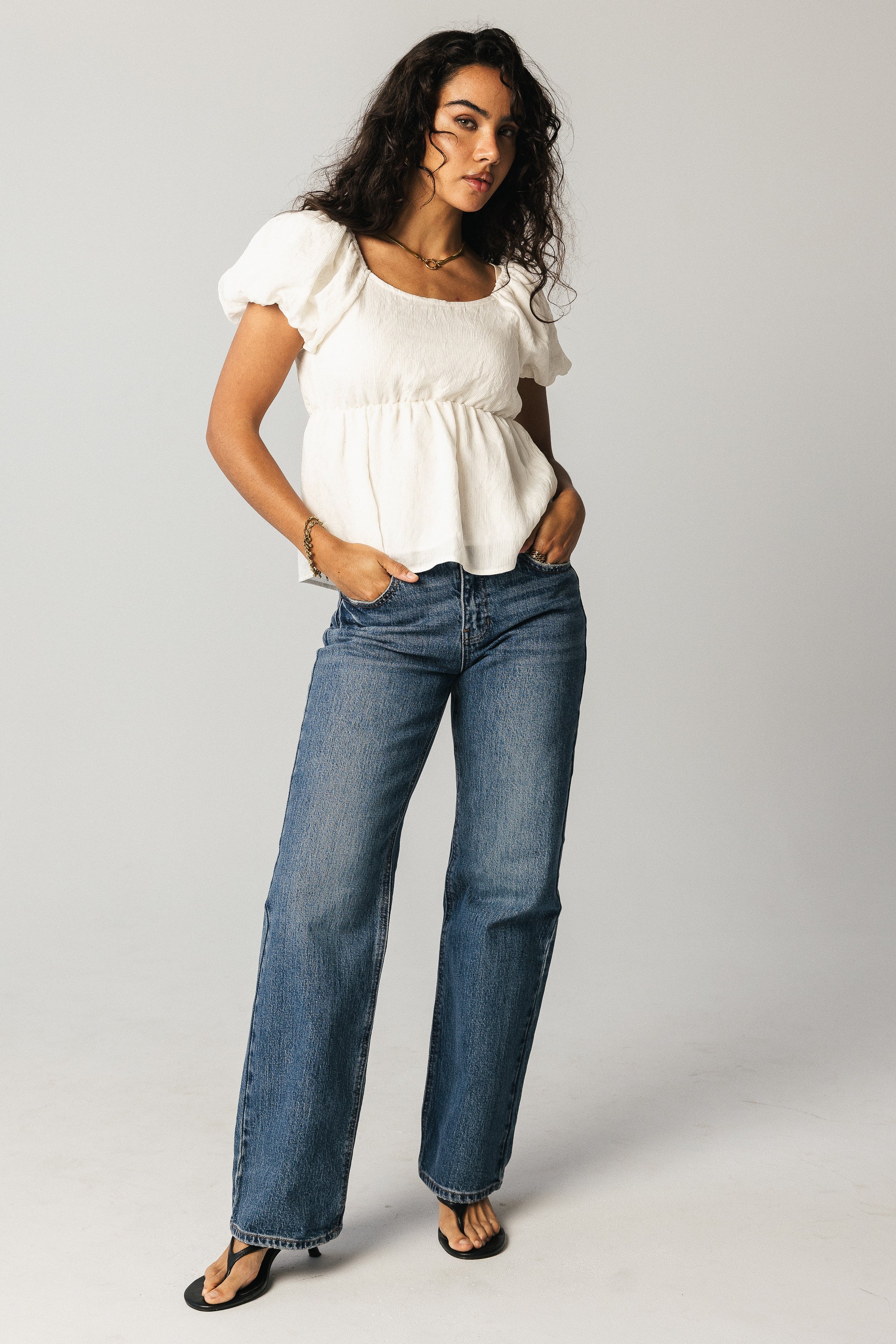 Kevin Peplum Blouse in White