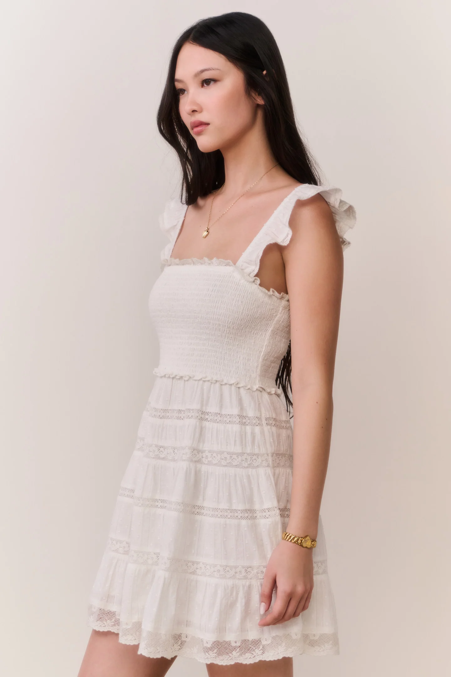 Colbera Lace-Trimmed Cotton Mini Dress