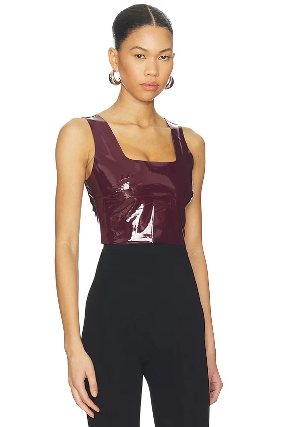 Faux Patent Leather Crop Top
