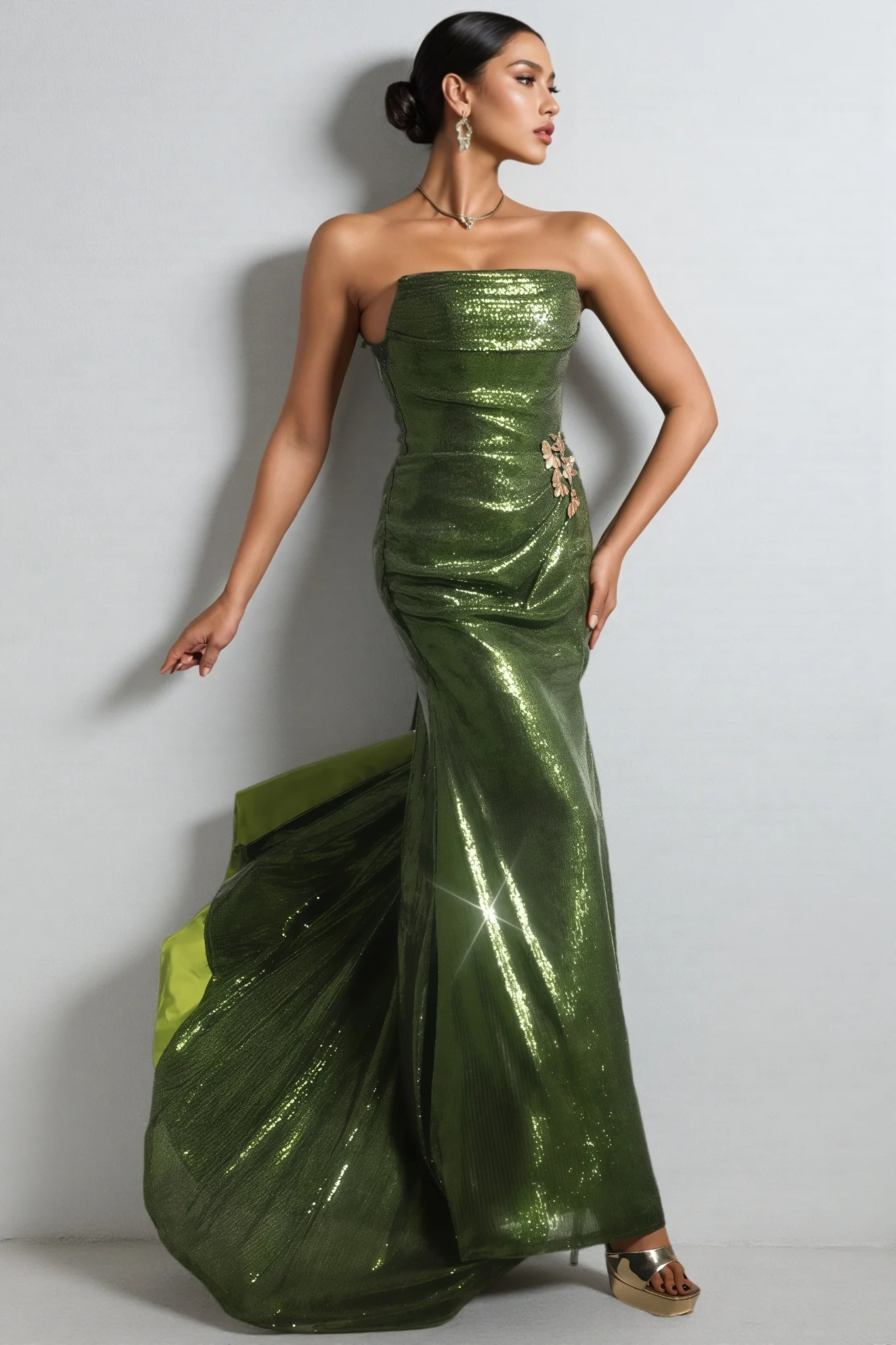 Rhea Sleeveless Lacing Sequin Maxi Dress