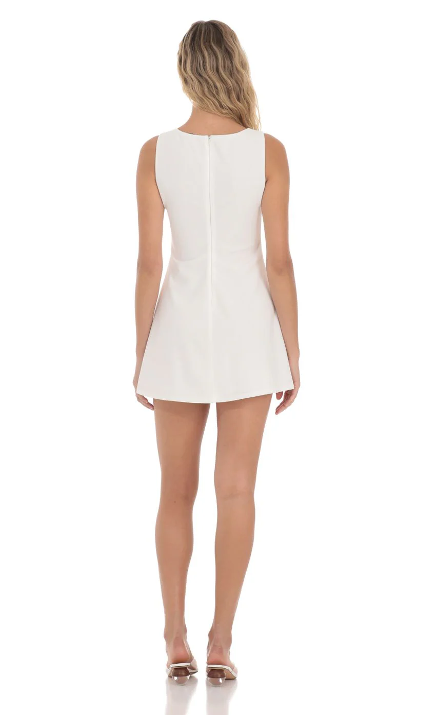 High Neck Dress in White - luluinthesky