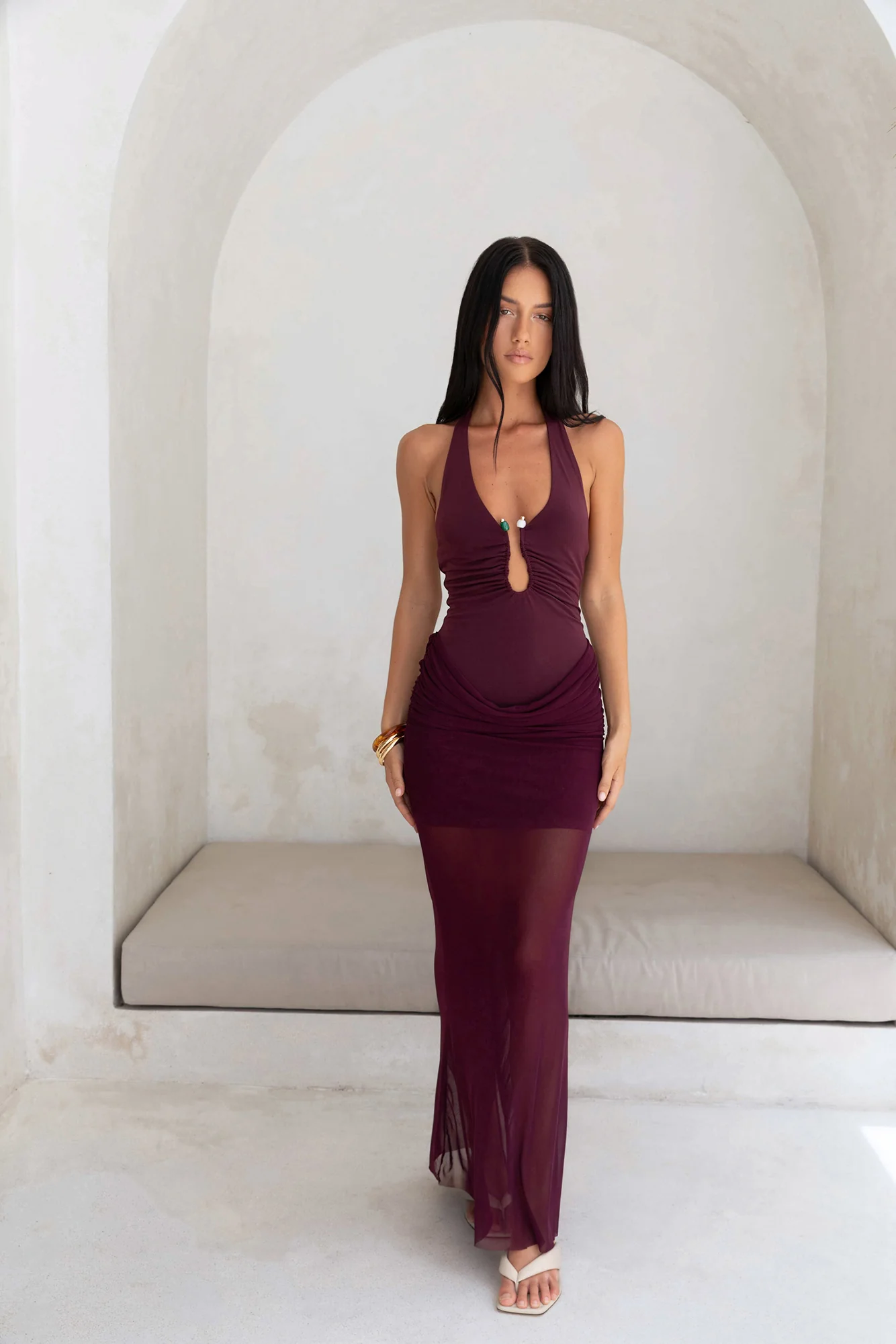 Luxe Legacy Halter Maxi Dress Plum