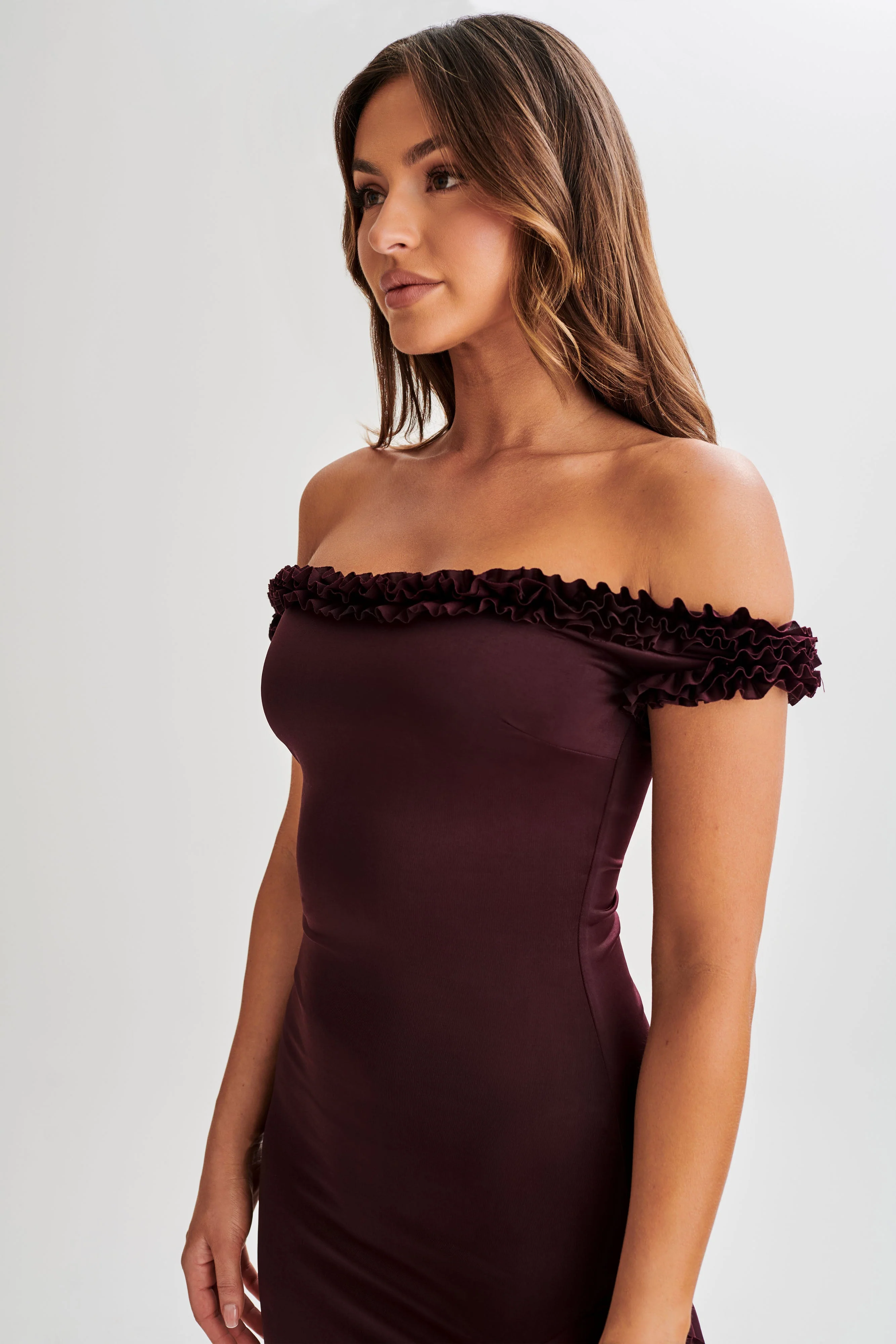 Arielle-Off-Shoulder-Ruffle-Midi-Dress-Plum