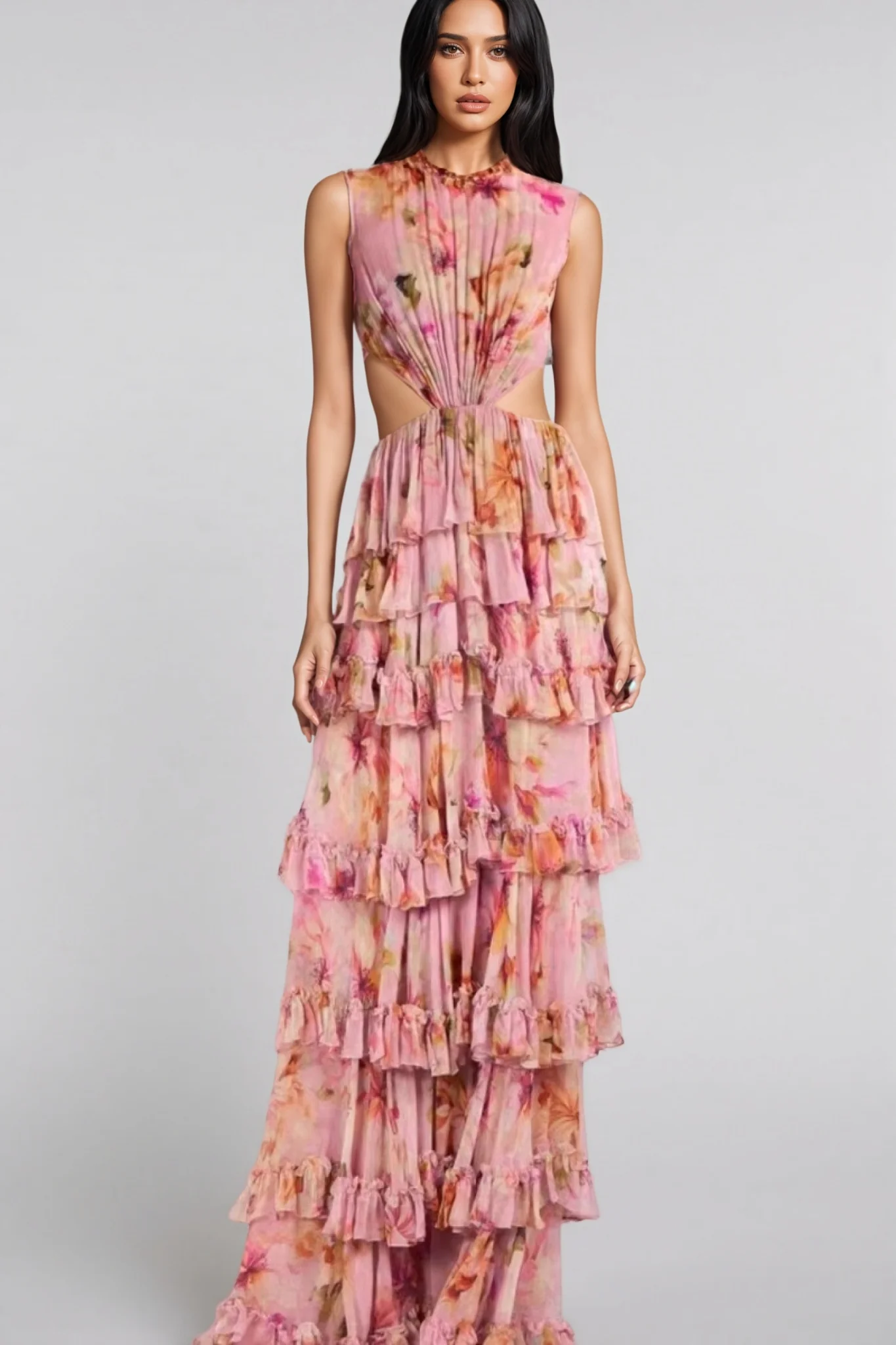 Liora High Waisted Printed Maxi Dress