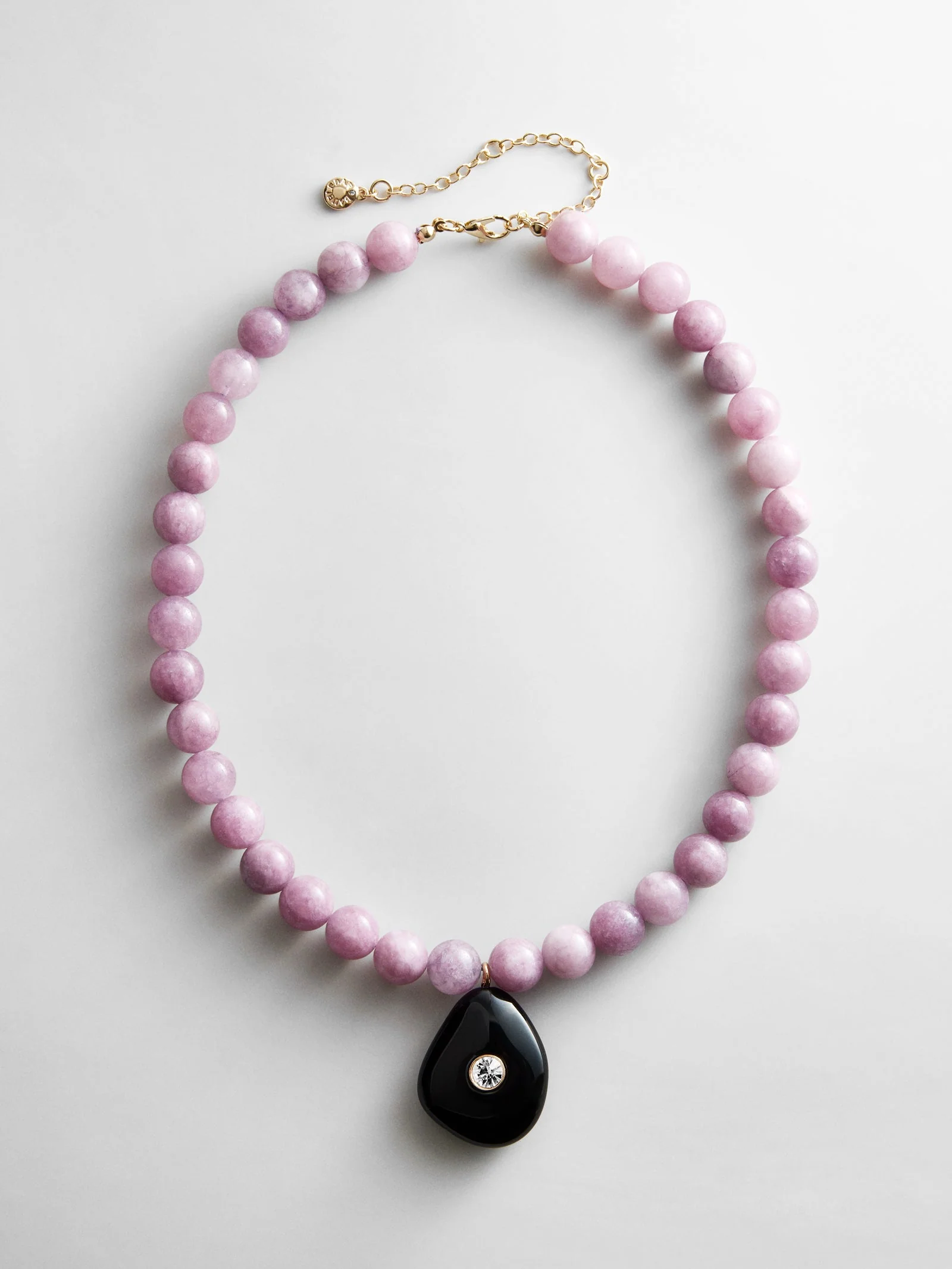 Jamie Semi-Precious Beaded Necklace - Light Amethyst/Black Hypersthene
