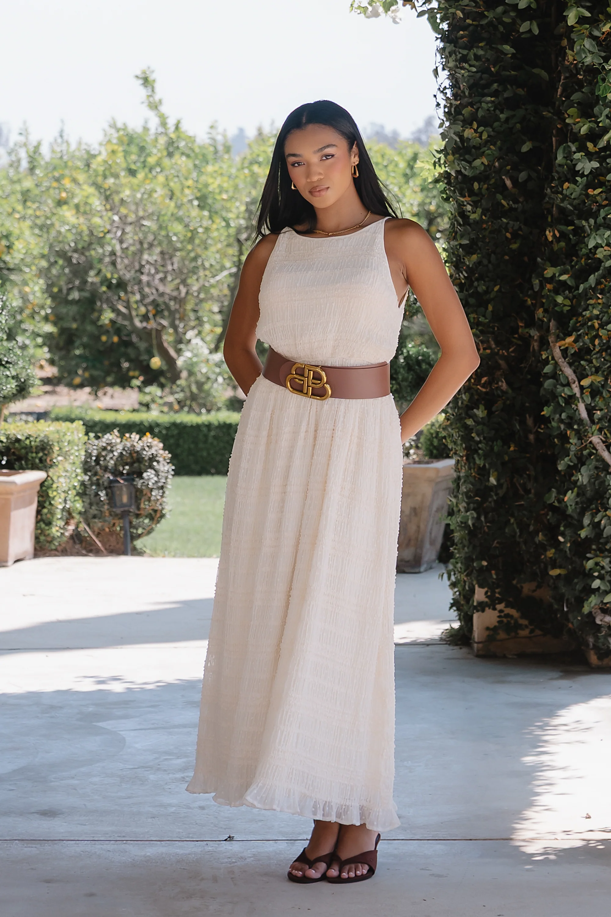 Jordy Textured Maxi Dress in Cream - FINAL SALE