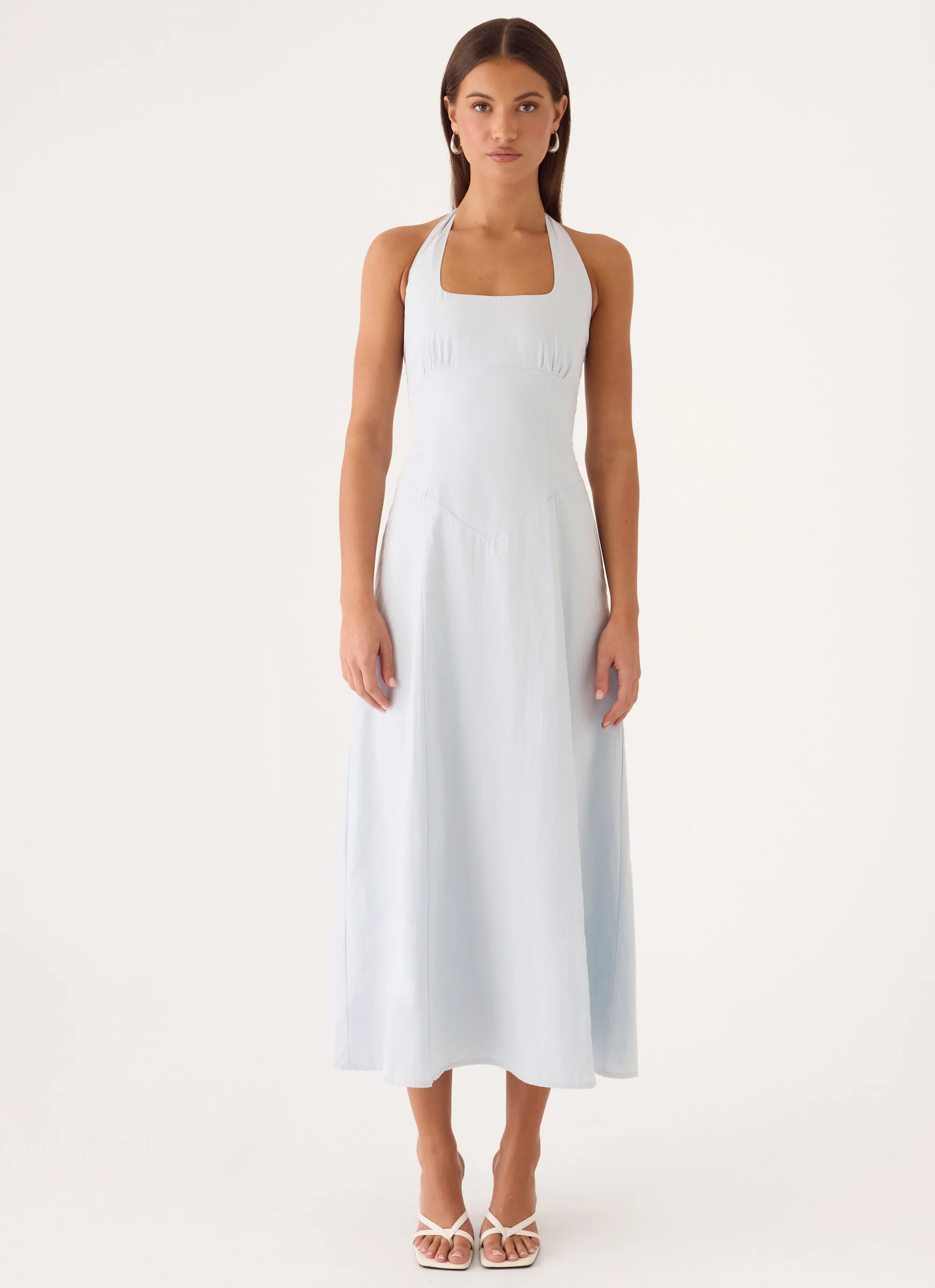 Sarrah Halter Midi Dress - Blue - luluinthesky