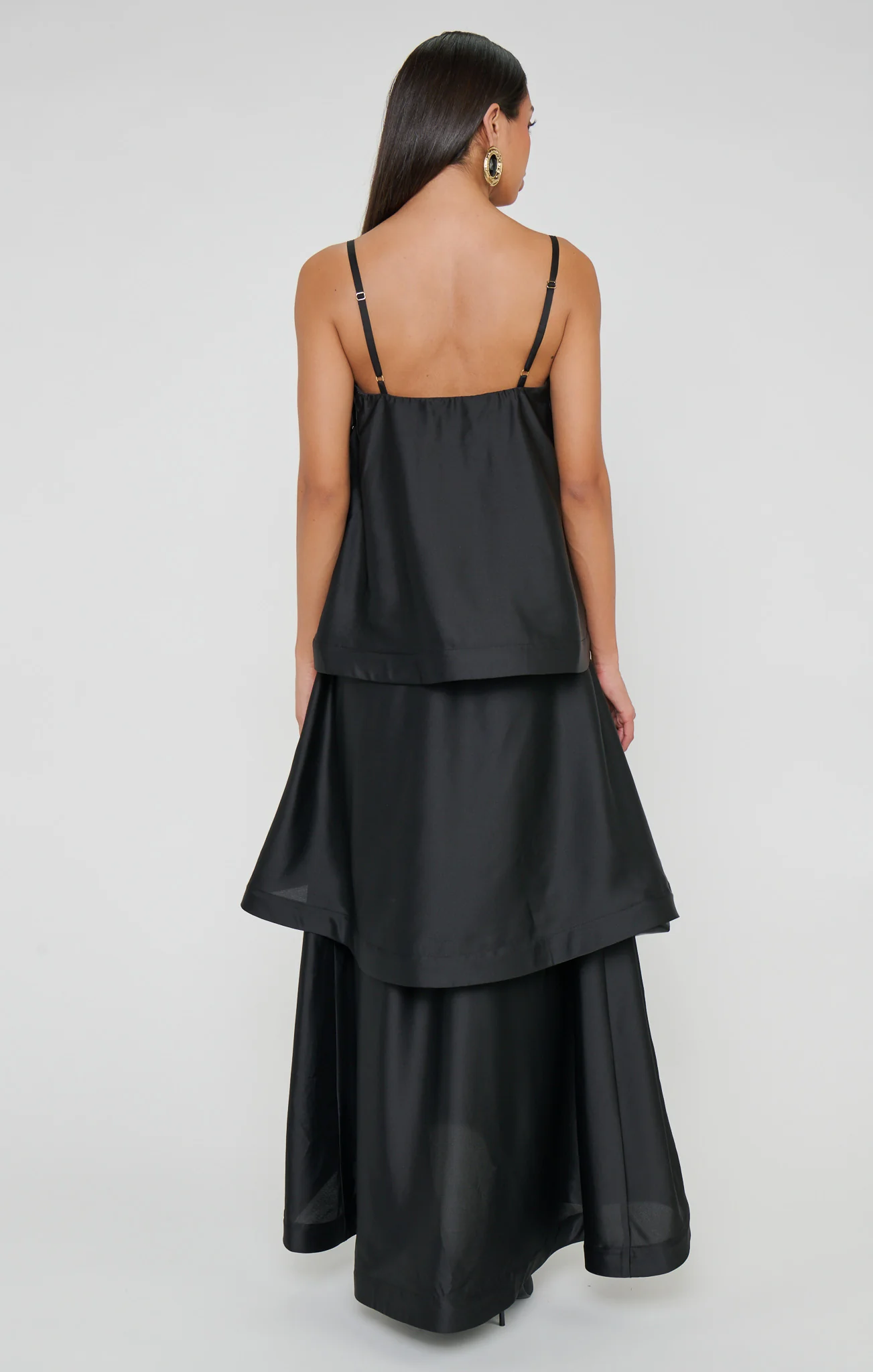 Ella Maxi Dress ~ Black Luxe Satin