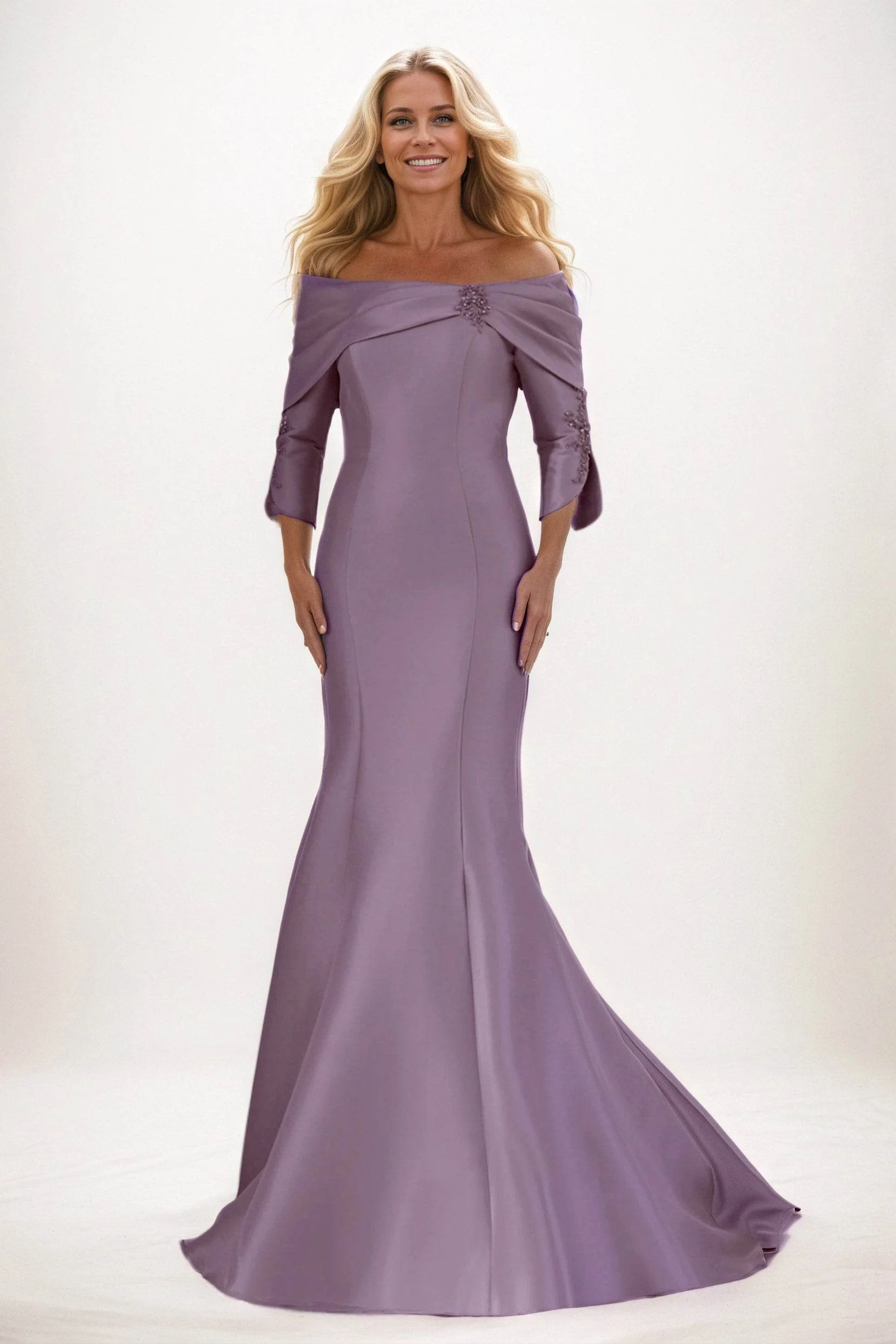 Trumpet-Mermaid Maxi Satin Mother of the Bride Dresses CM0381
