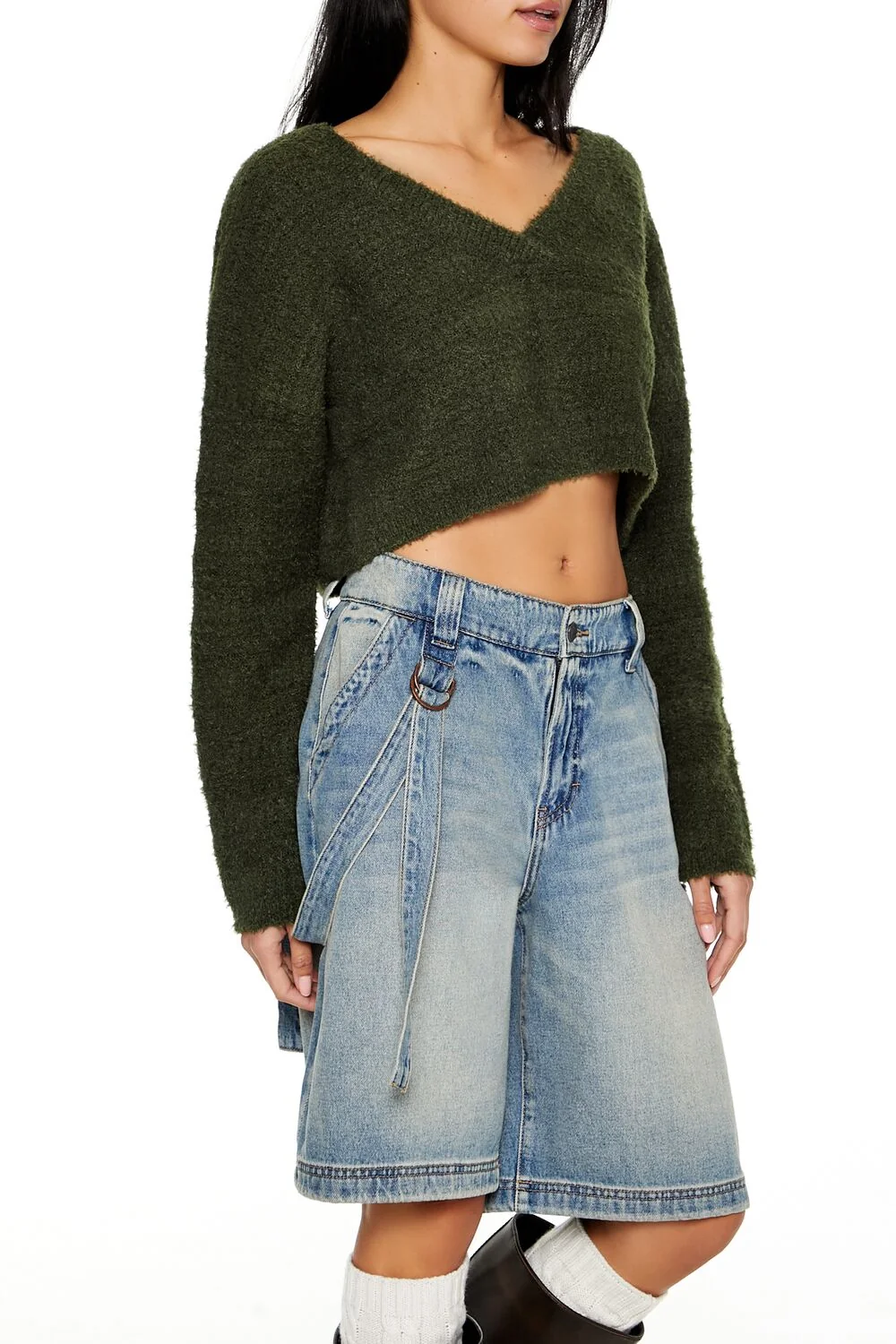 Crossover Mock Wrap Sweater