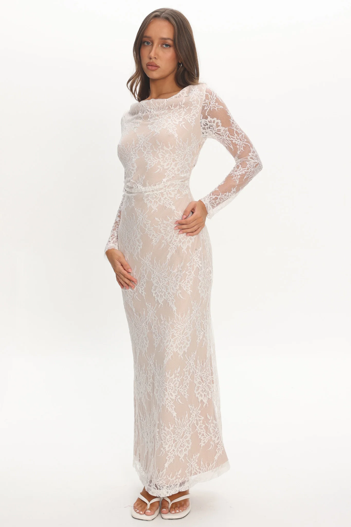 Loveland Off-Shoulder Lace Maxi Dress White