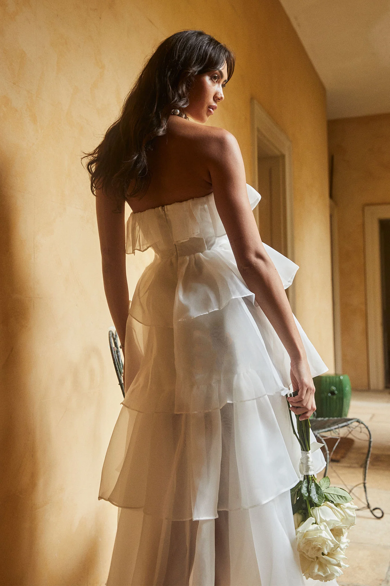 Oceana Layered Ruffle Maxi Dress White - luluinthesky