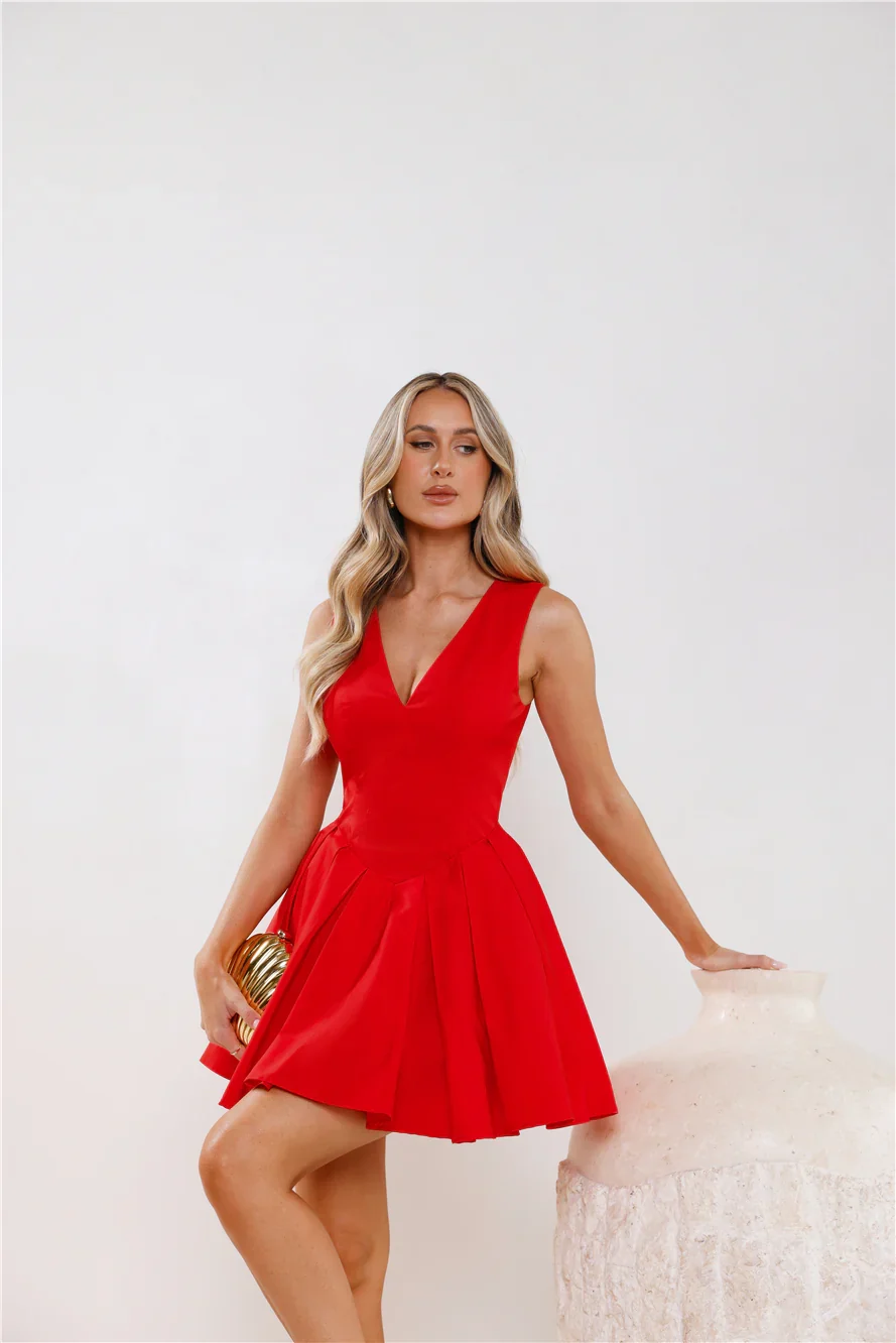 Charming Girl Mini Dress  Red