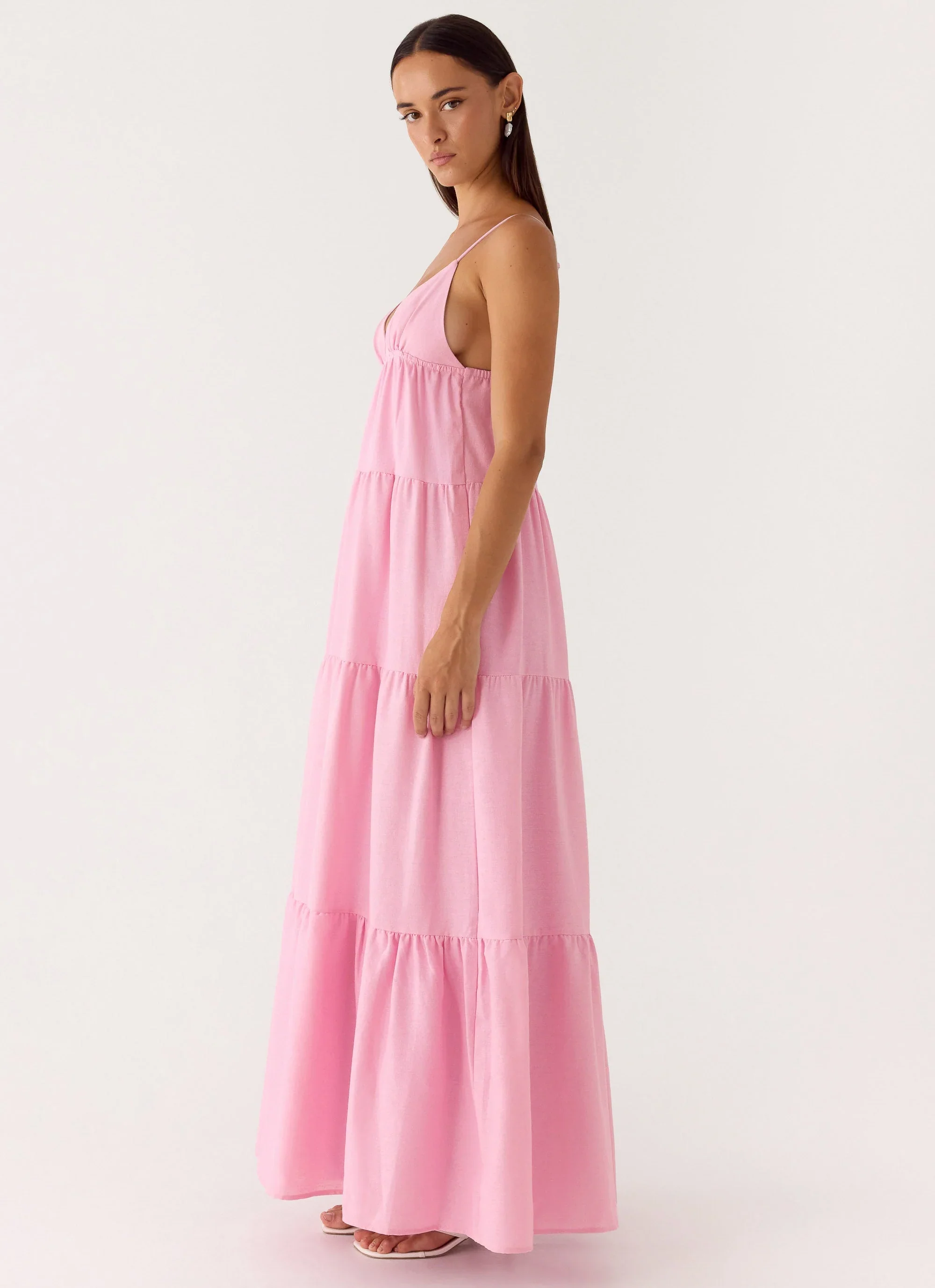 Lotty Linen Maxi Dress - Pink