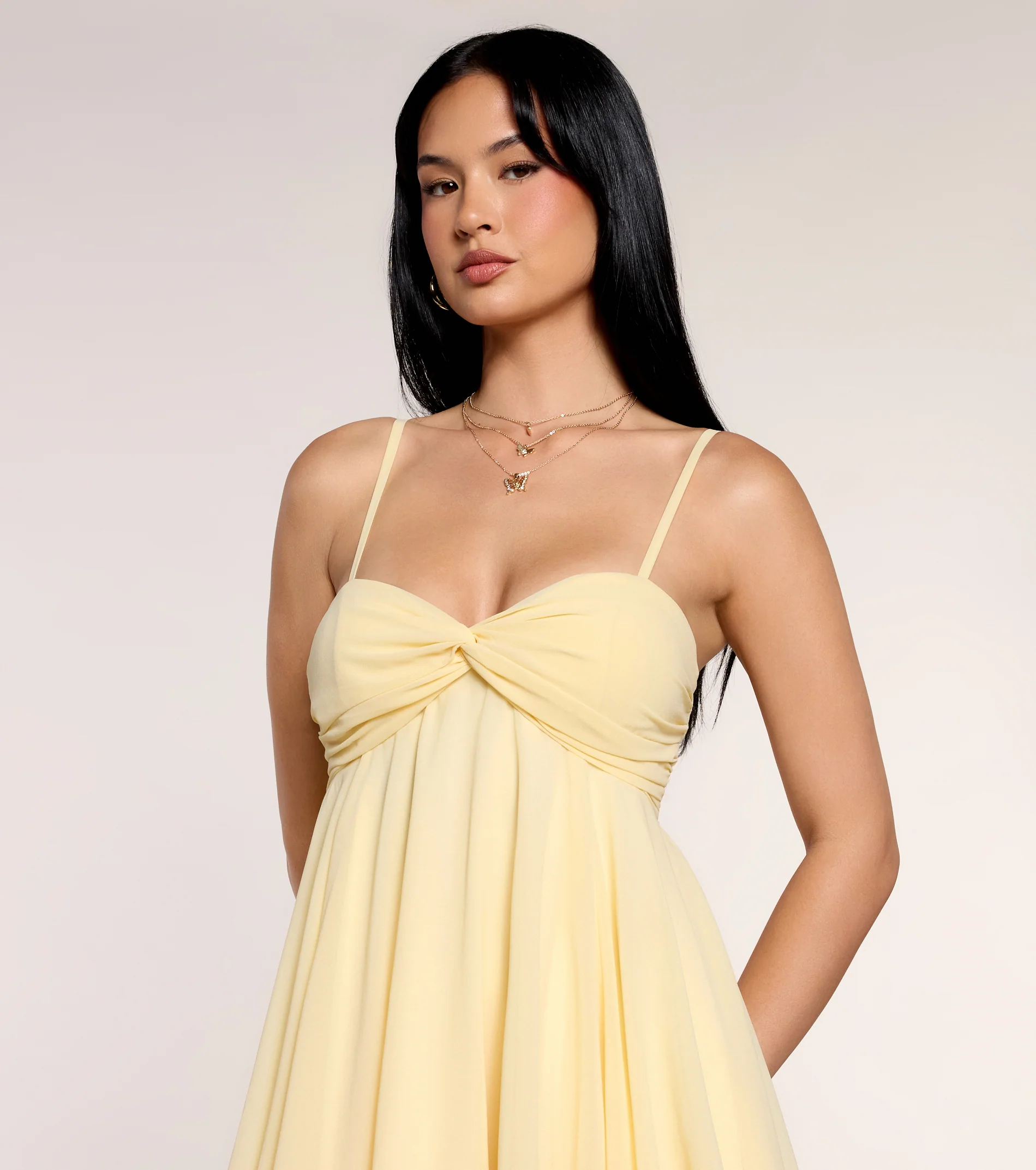 Perfectly Pretty Tie Back Chiffon Babydoll Dress - luluinthesky