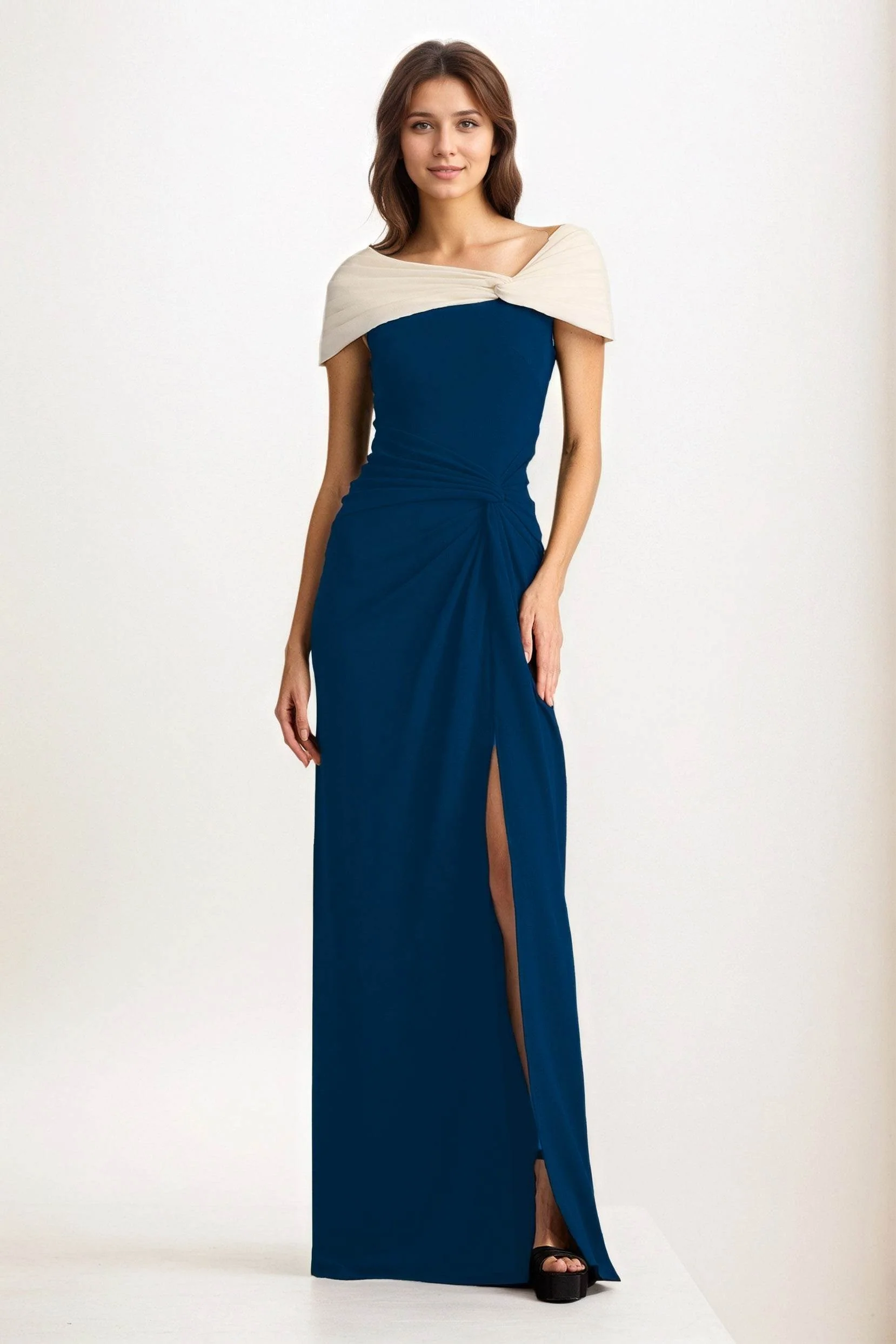 Sheath-Column Maxi Chiffon Wedding Guest Dress CG0279