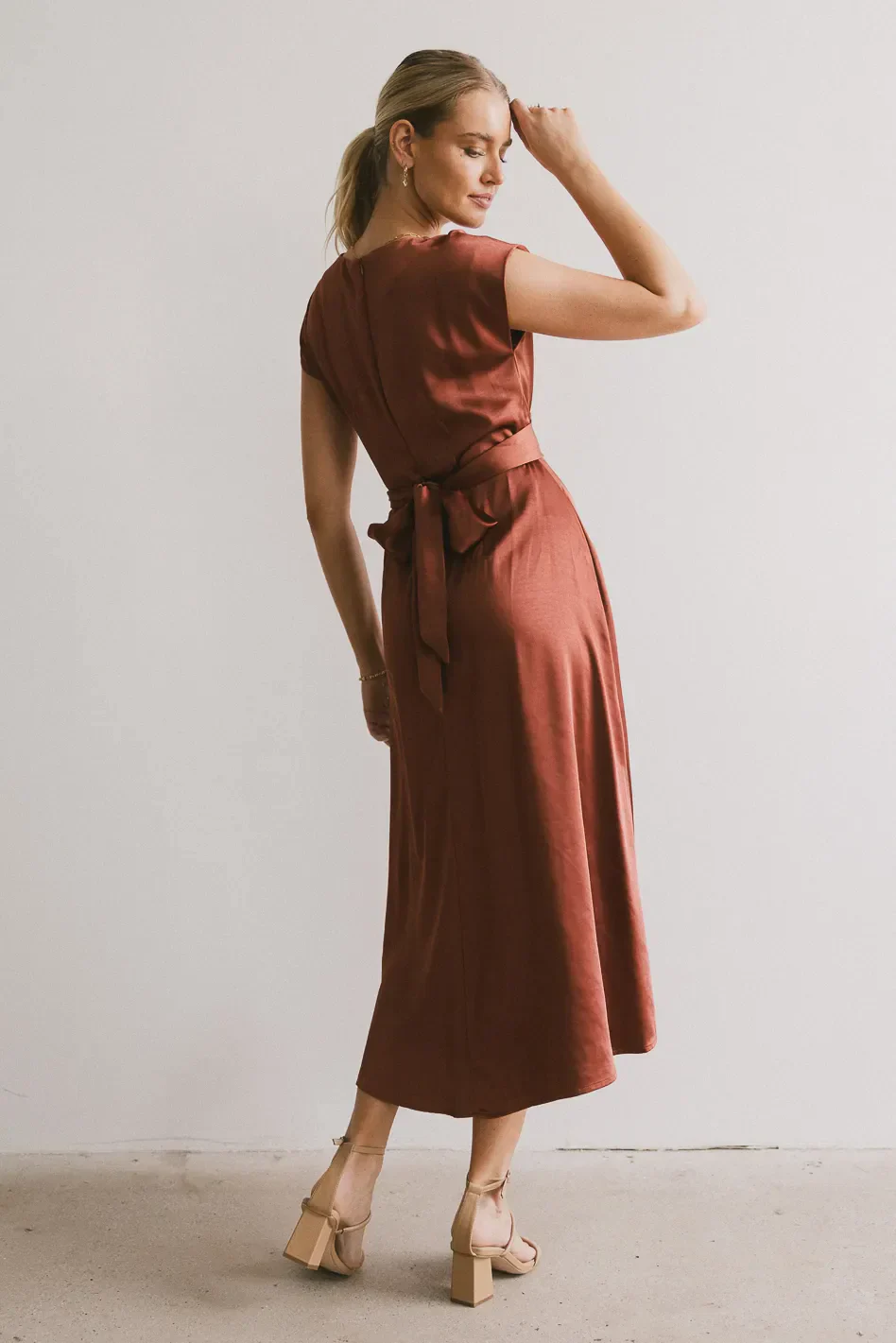 Rosalind Midi Dress in Rust