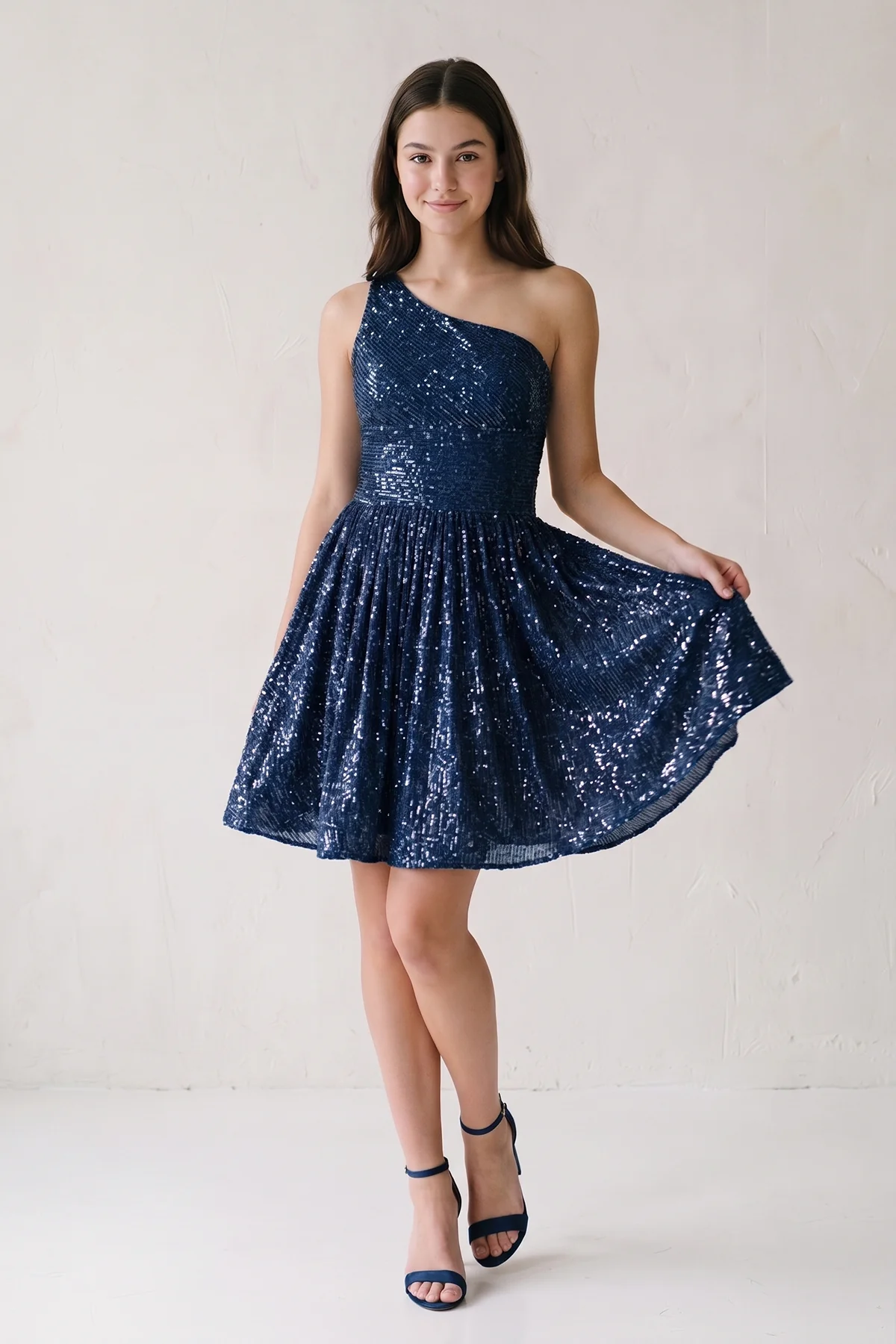 A-Line One Shoulder Sequins Homecoming Dress