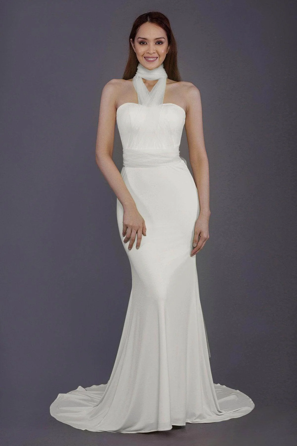 Mermaid Court Train Knitted Fabric Bridesmaid Dress PR3498