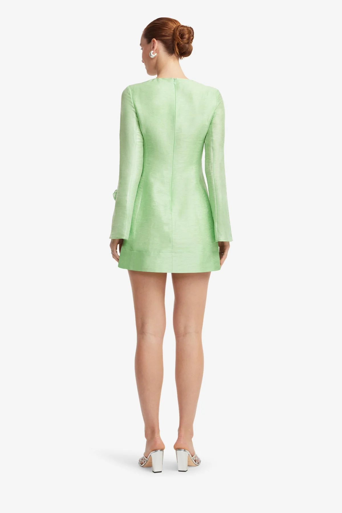 Suzanne Appliqué Long Sleeve Mini Dress - Juniper Green