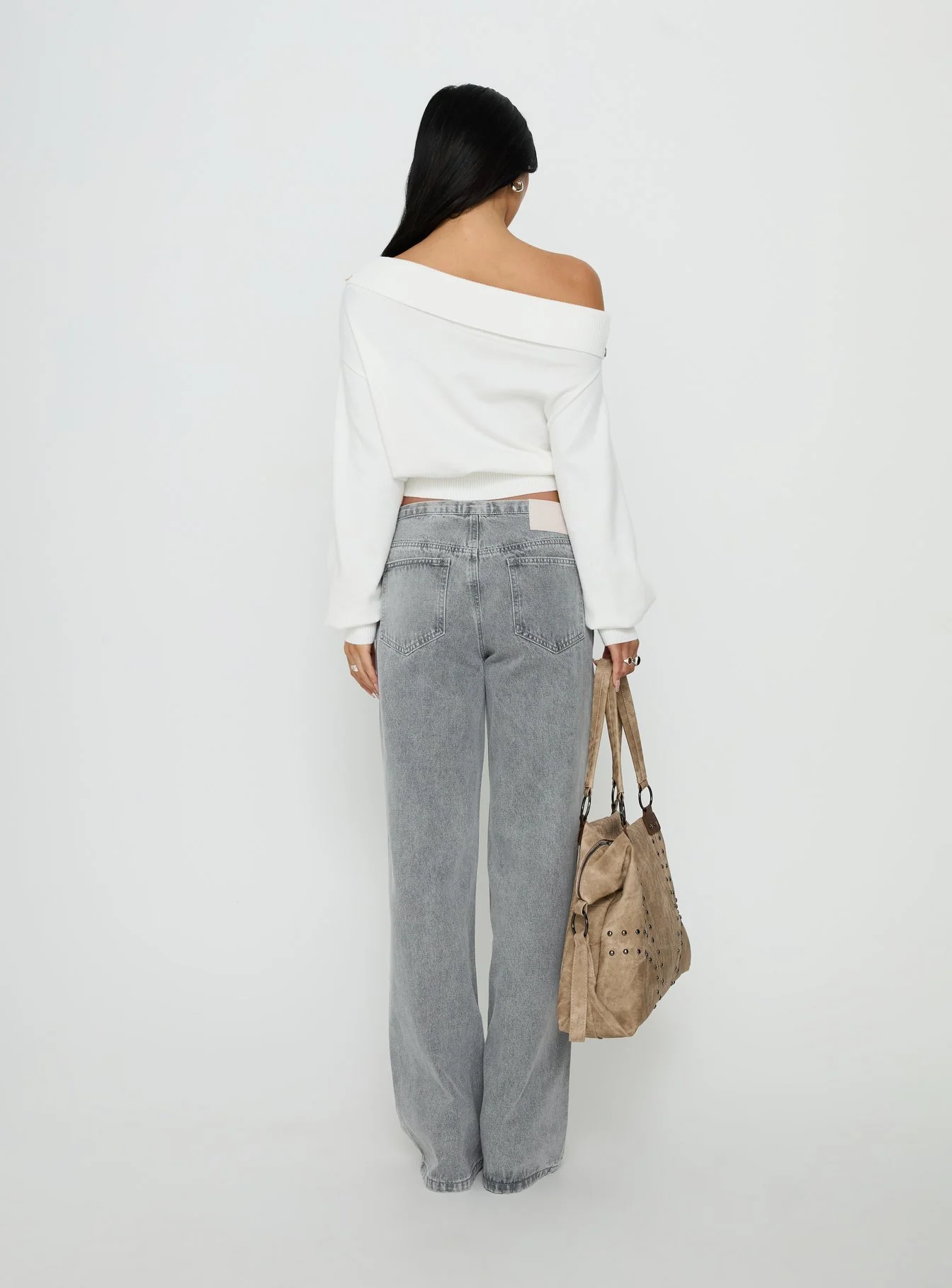 Pipper Asymmetrical Button Up Jeans Grey Wash
