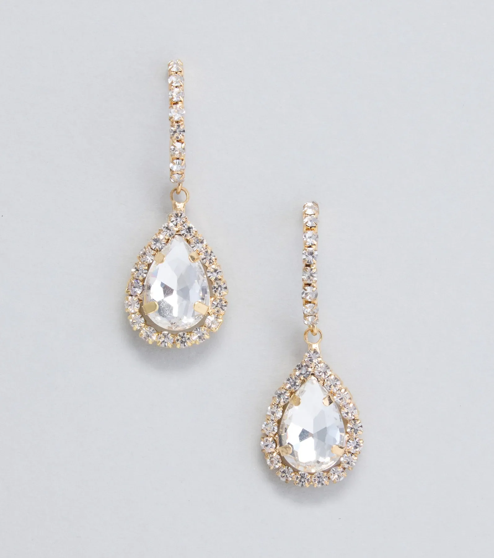 Classic Chic Teardrop Rhinestone Hoop Earrings
