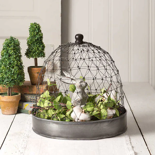 French Chicken Wire Cloche with Tray
