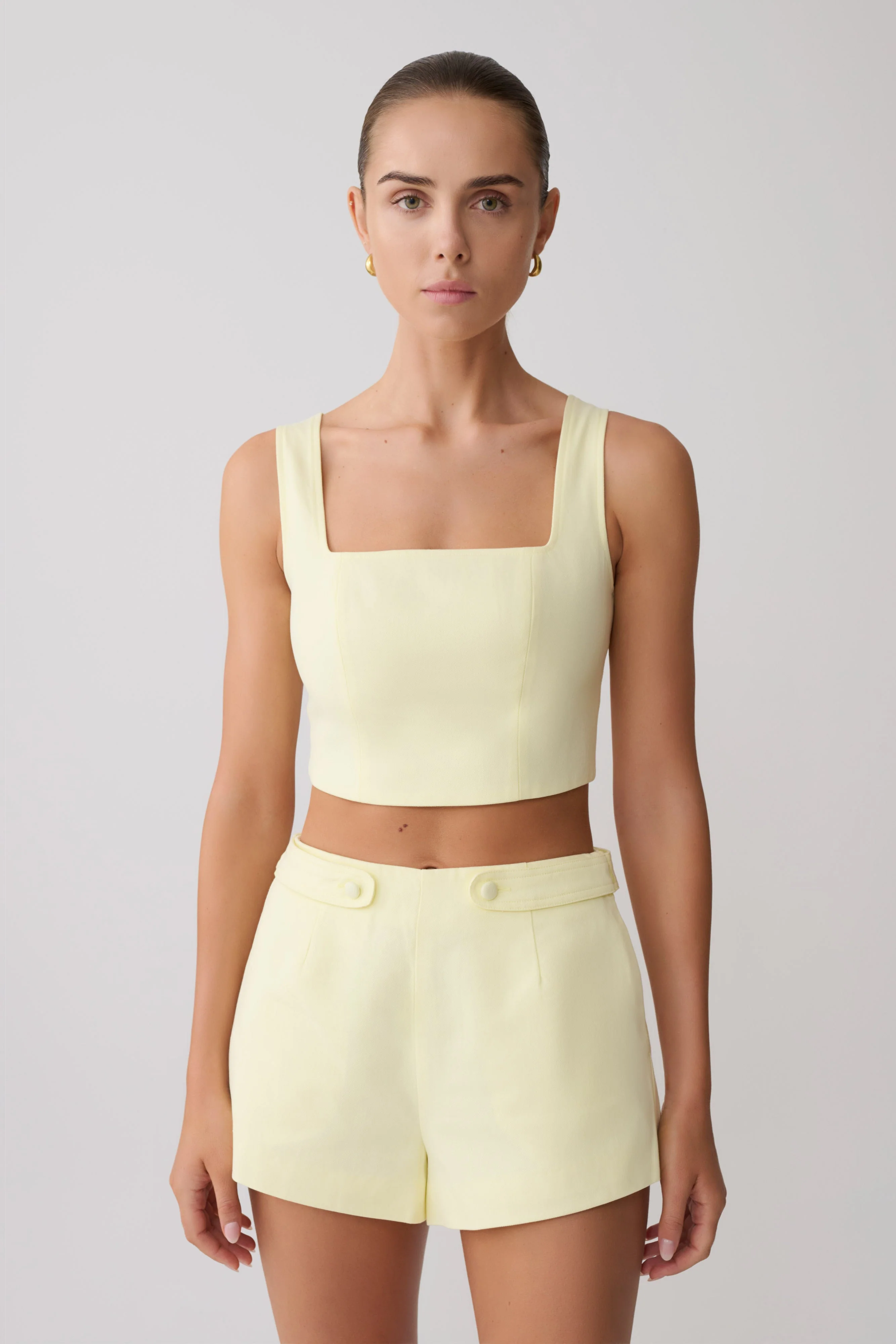 Josephine Crop Top With Open Back - Lemon