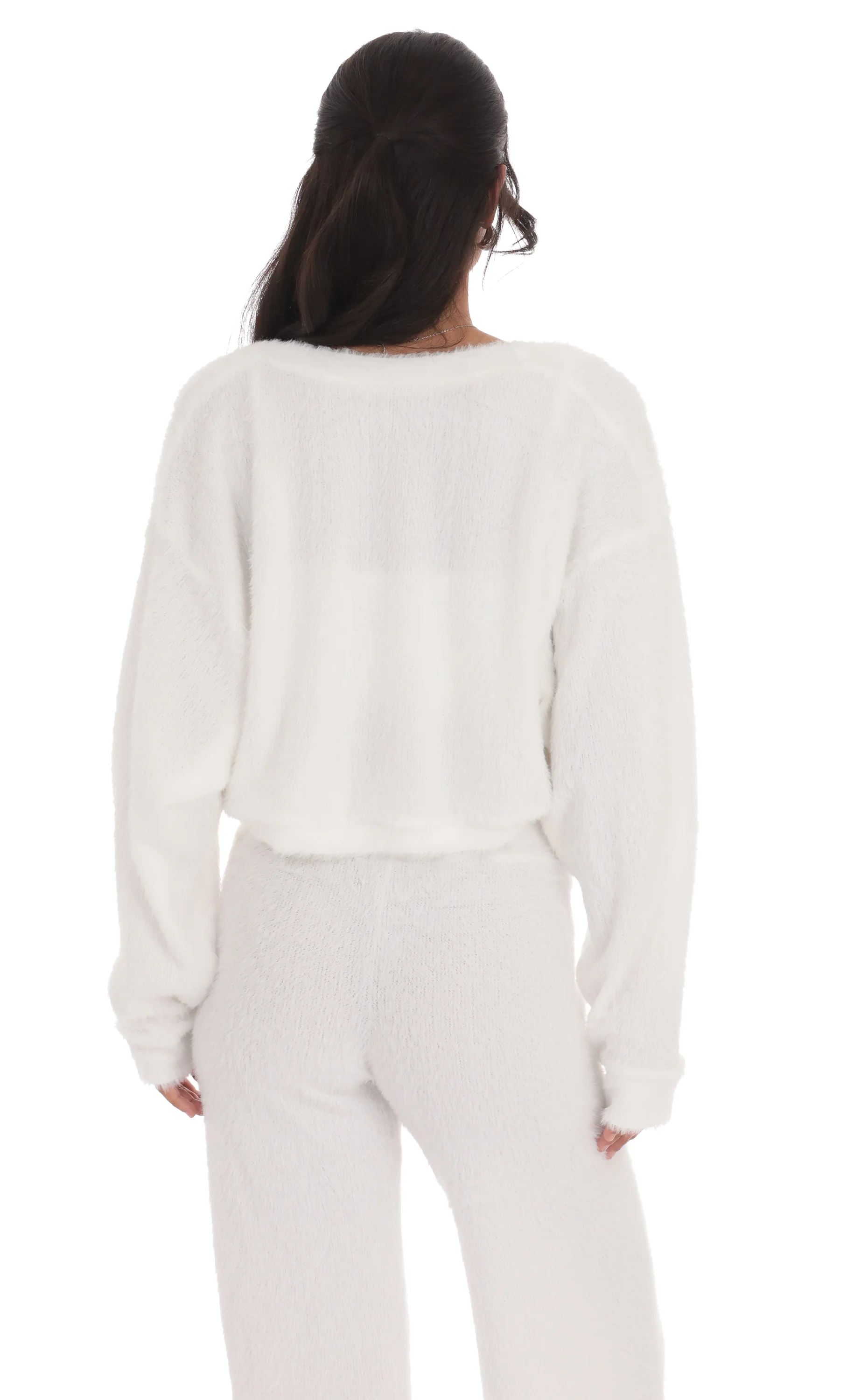 Open Fuzzy Cardigan in White