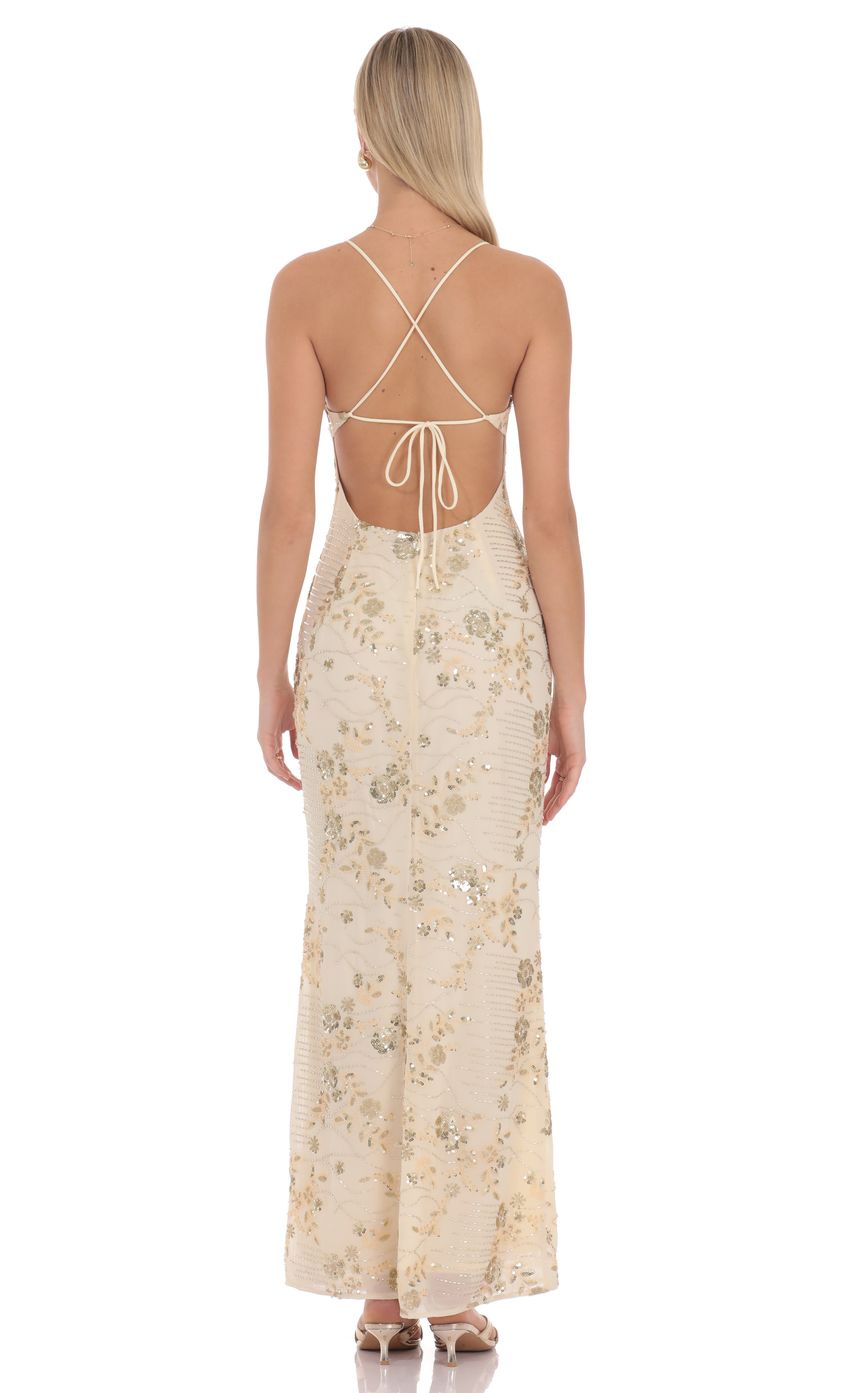 Lilia Embellished Maxi Dress in Cream