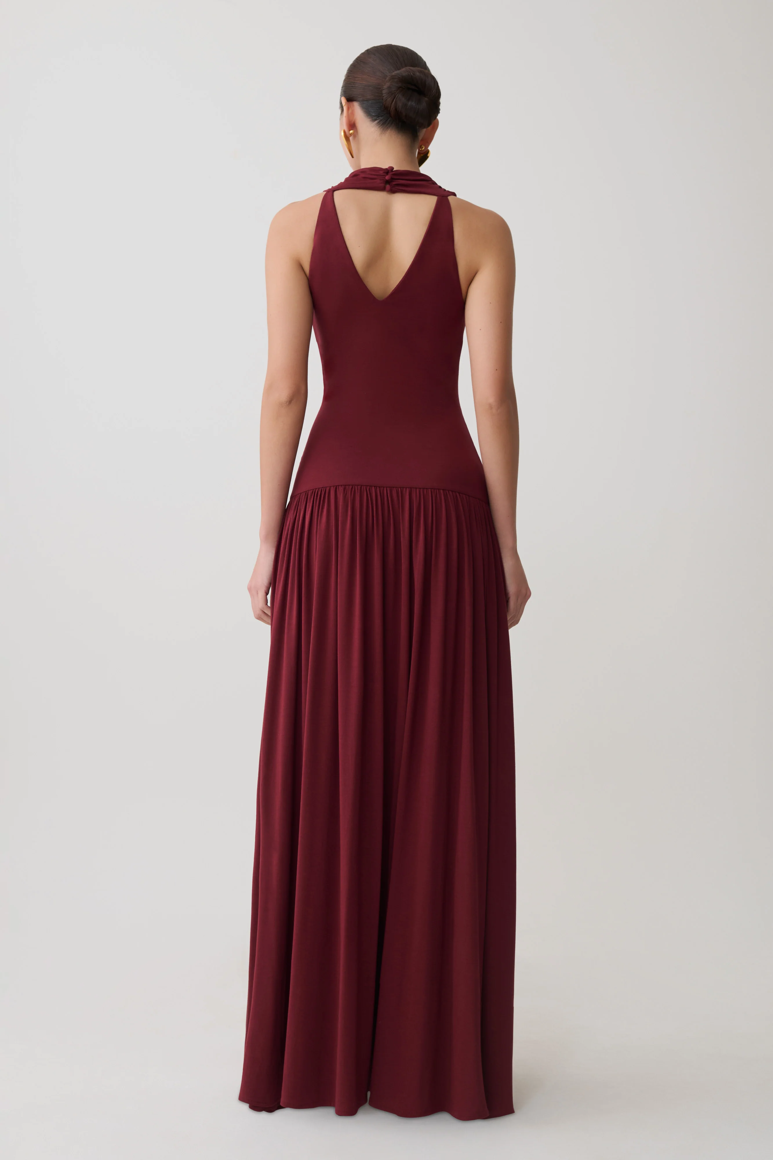 Zsela High Neck Modal Maxi Dress - Wine