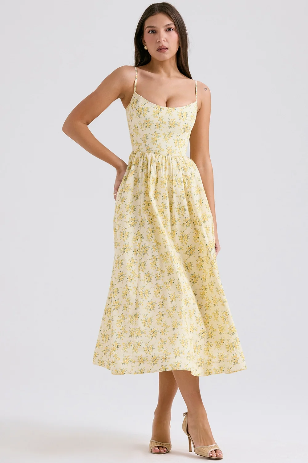 Buttercup Vintage Floral Print Cotton Corset Sundress