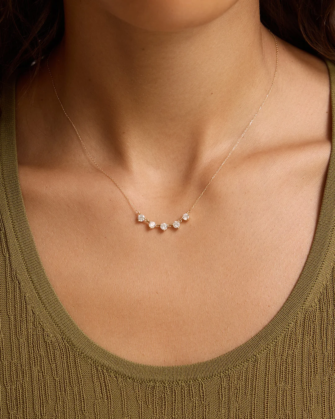 14K Lab Grown Diamond Solitaire Cluster Necklace