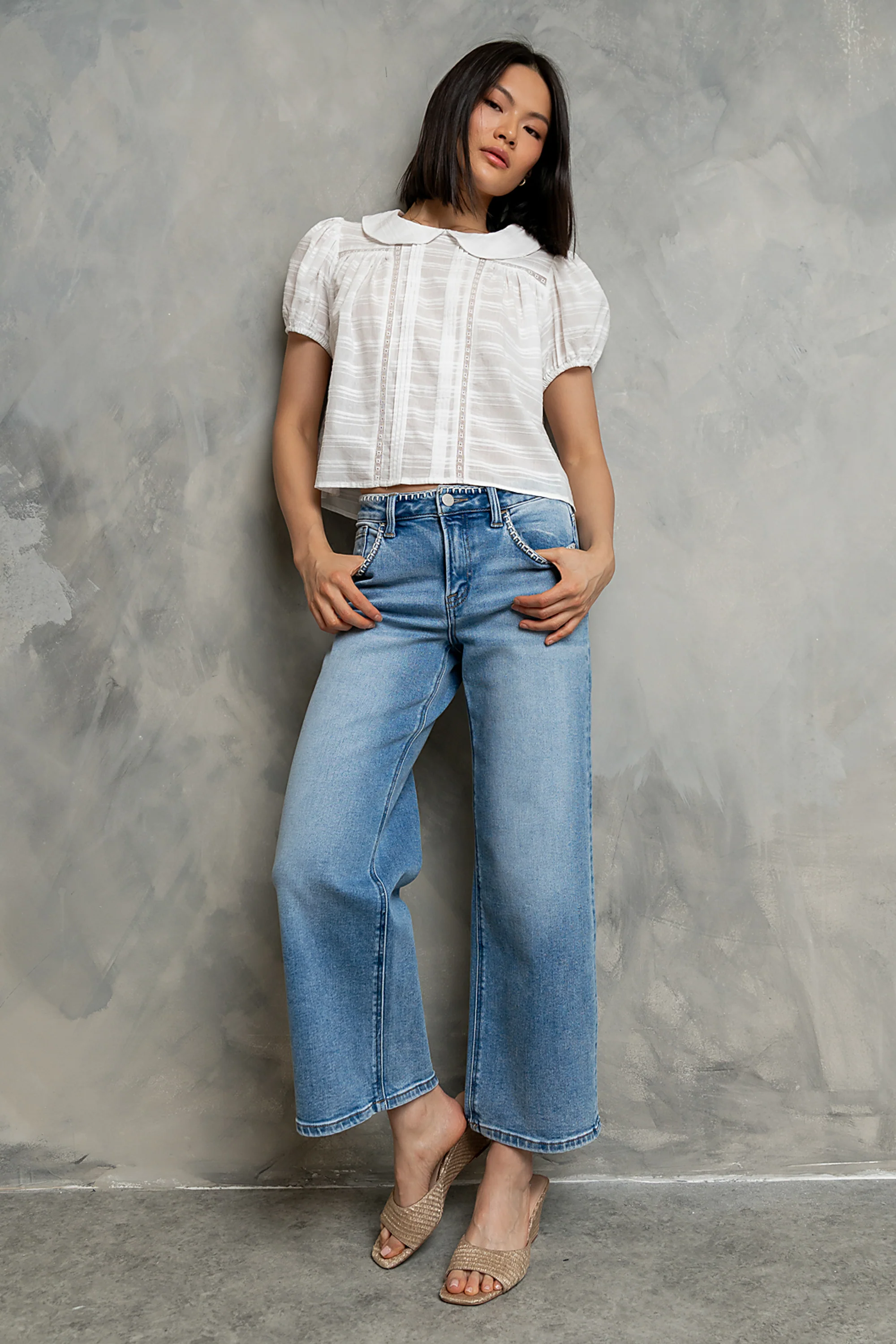 Polly Collared Blouse in Off White - FINAL SALE
