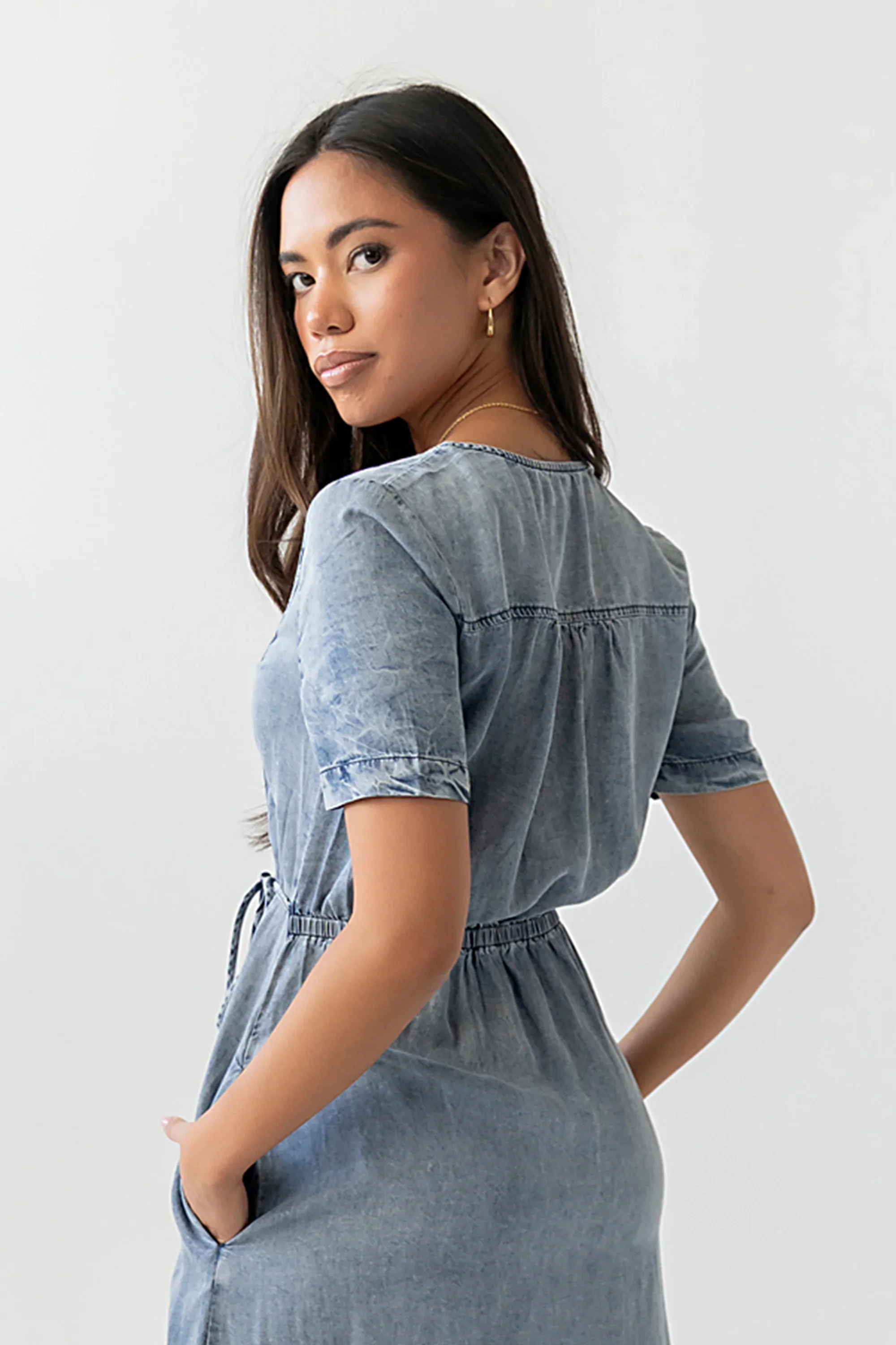 Tatum Denim Wrap Midi Dress