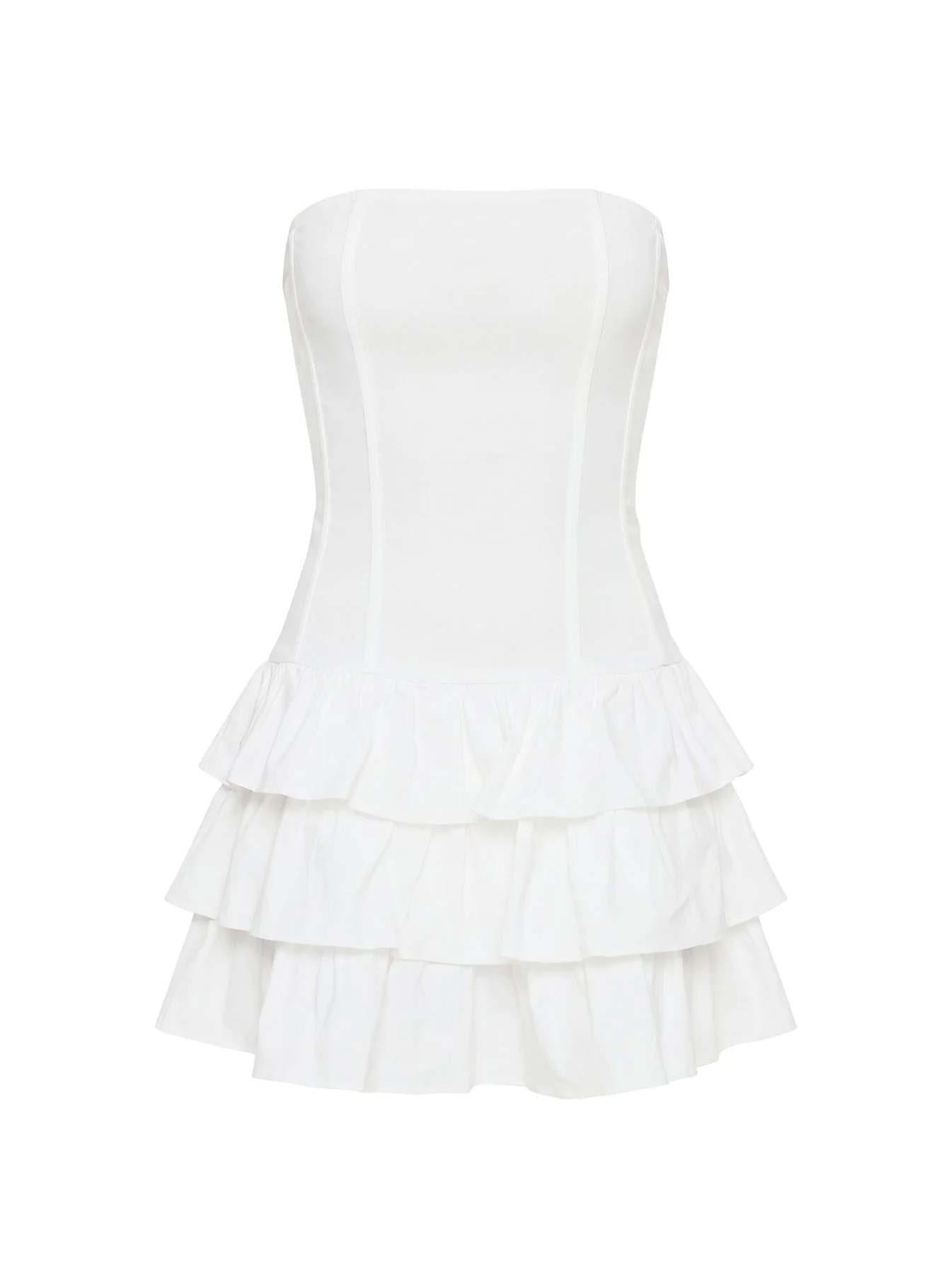 Valentia Tiered Mini Dress White